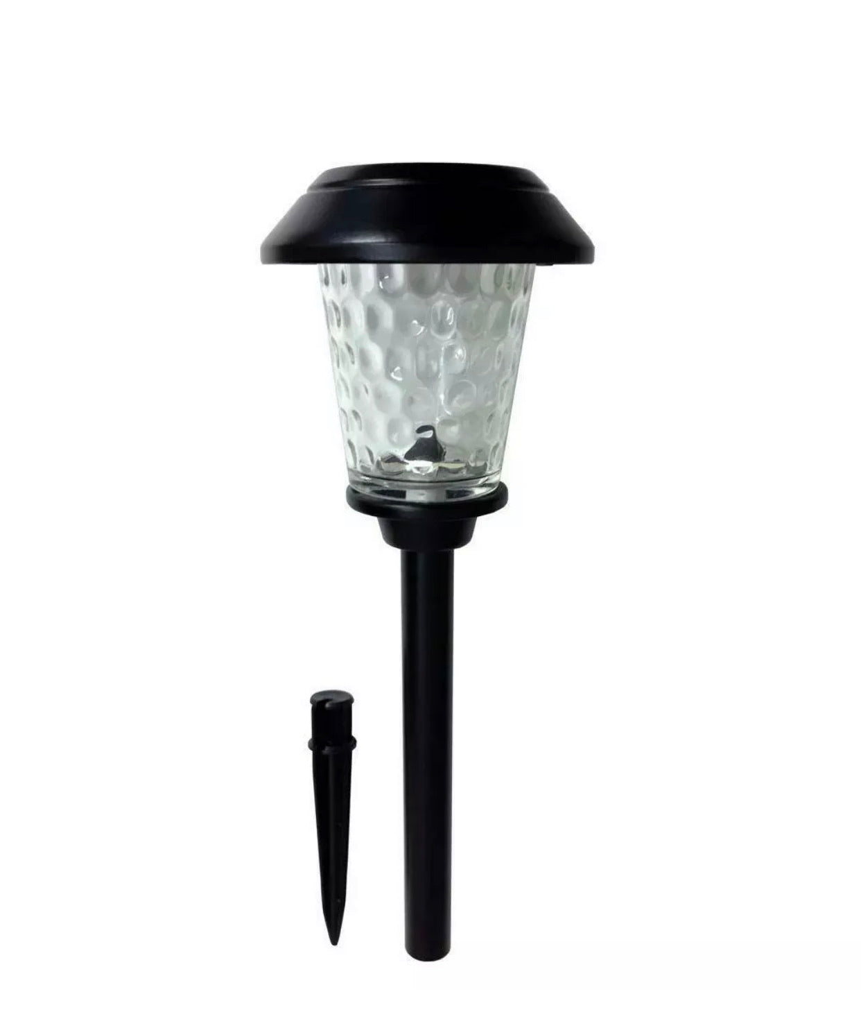 Hampton Bay Solar Black Metal Outdoor LED Path Light Dimple Glass Lens (12-Pack)