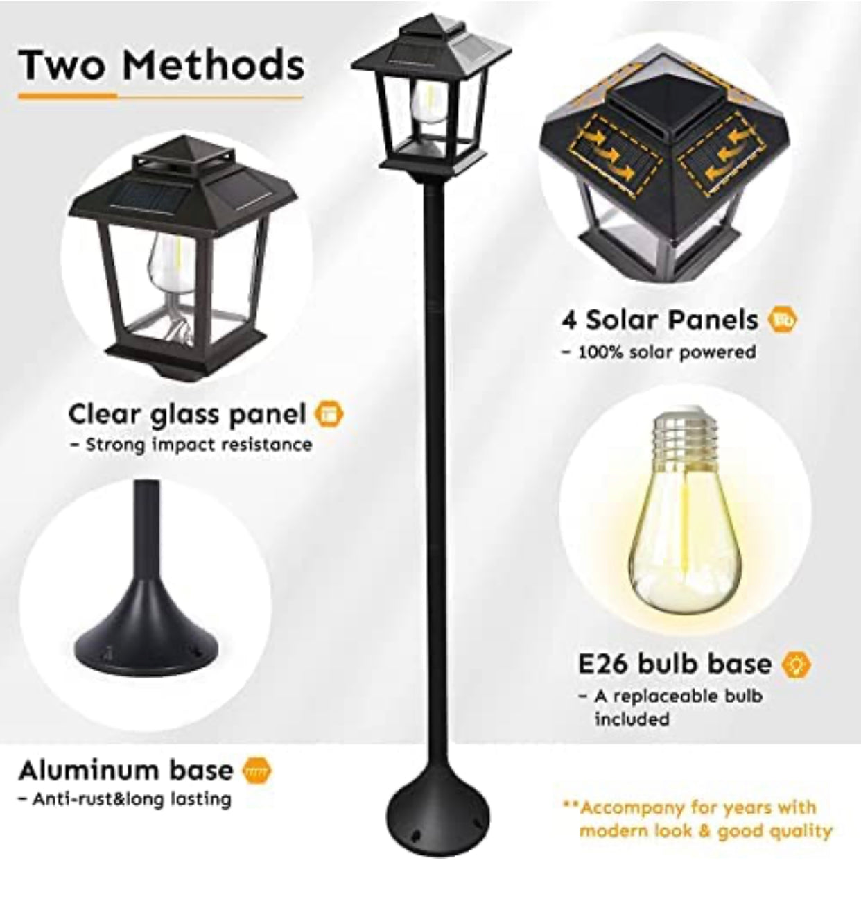 SmartYard 63" Solar Lamp Post Lights Outdoor 2 Pack ,Aluminum Floor Lamp,Waterproof Solar Powered Street Lights for Garden Warm White