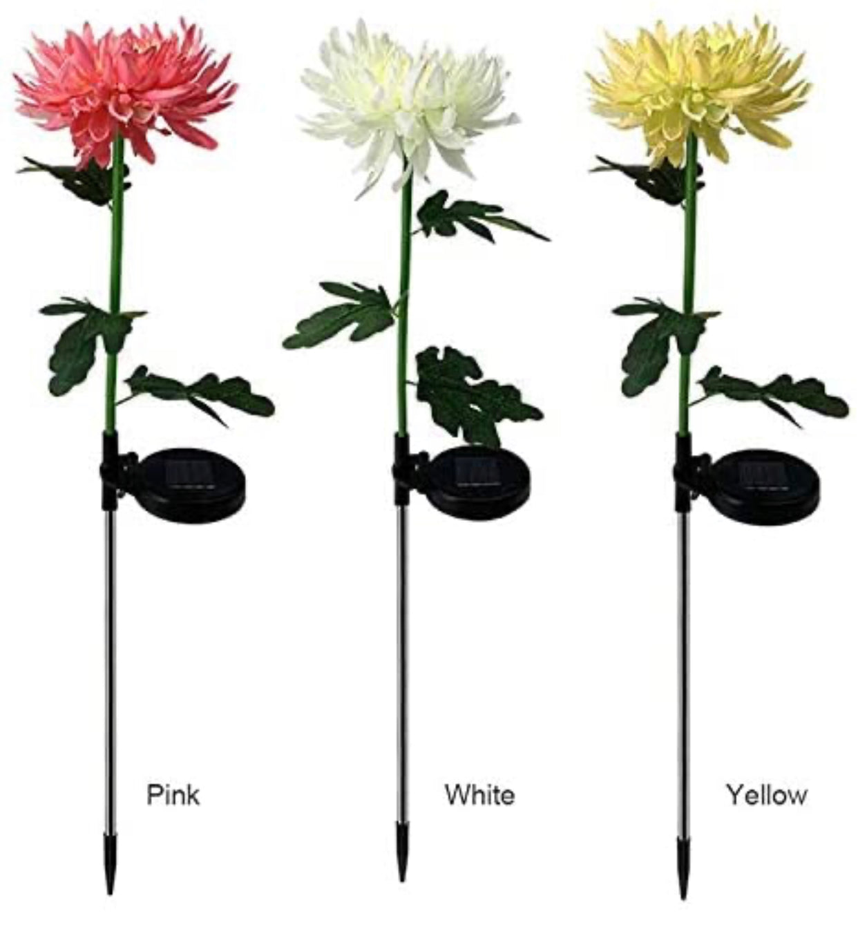 Solar LED Light Artificial Chrysanthemum Flower (3 Pack)