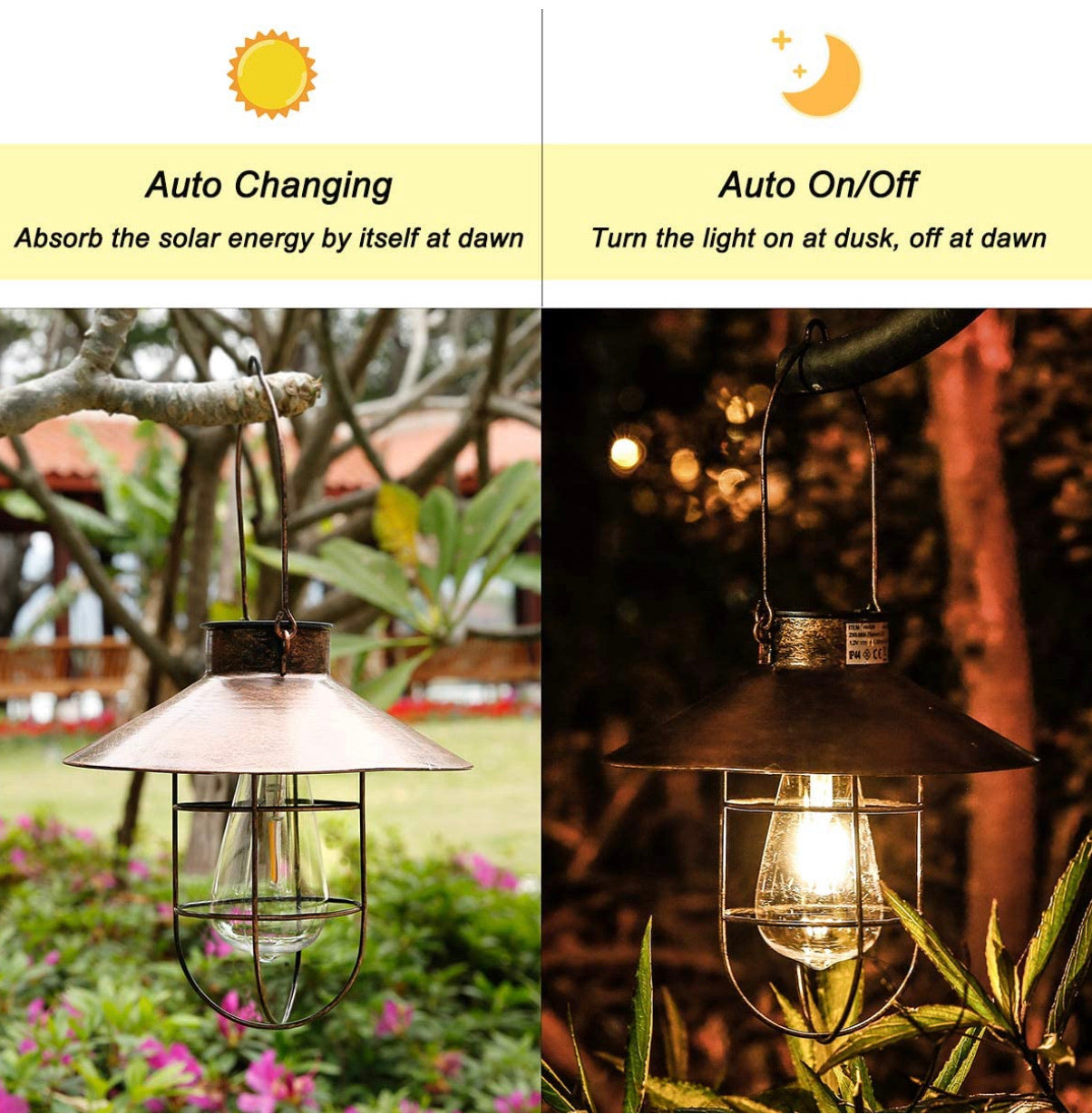 Hanging Solar Lantern with Shepherd Hook 31 Inch