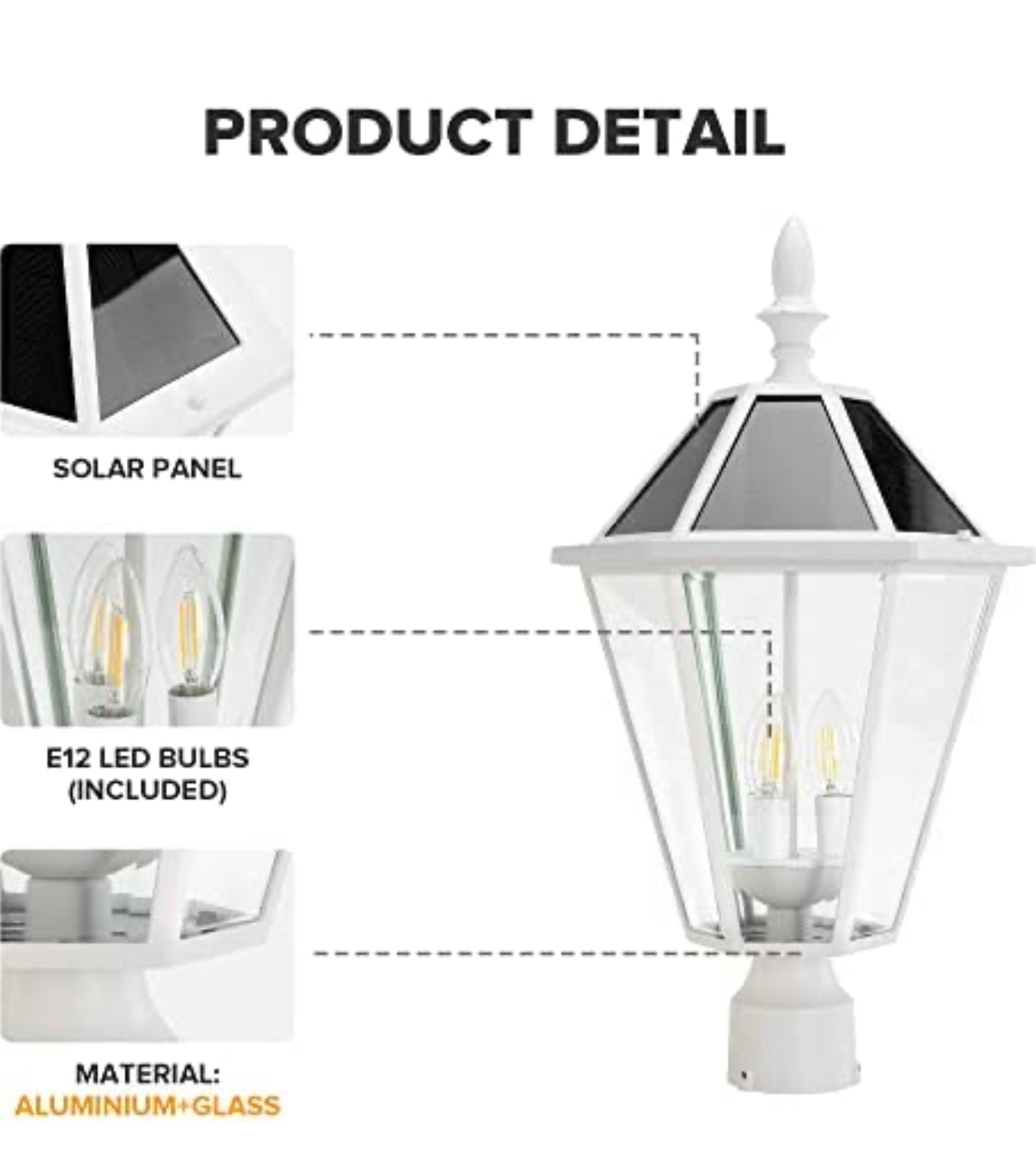 SmartYard LED Post Solar Light Outdoor,Dusk to Dawn Vintage Street Lights, 300LM, 2700K,Cast Aluminum