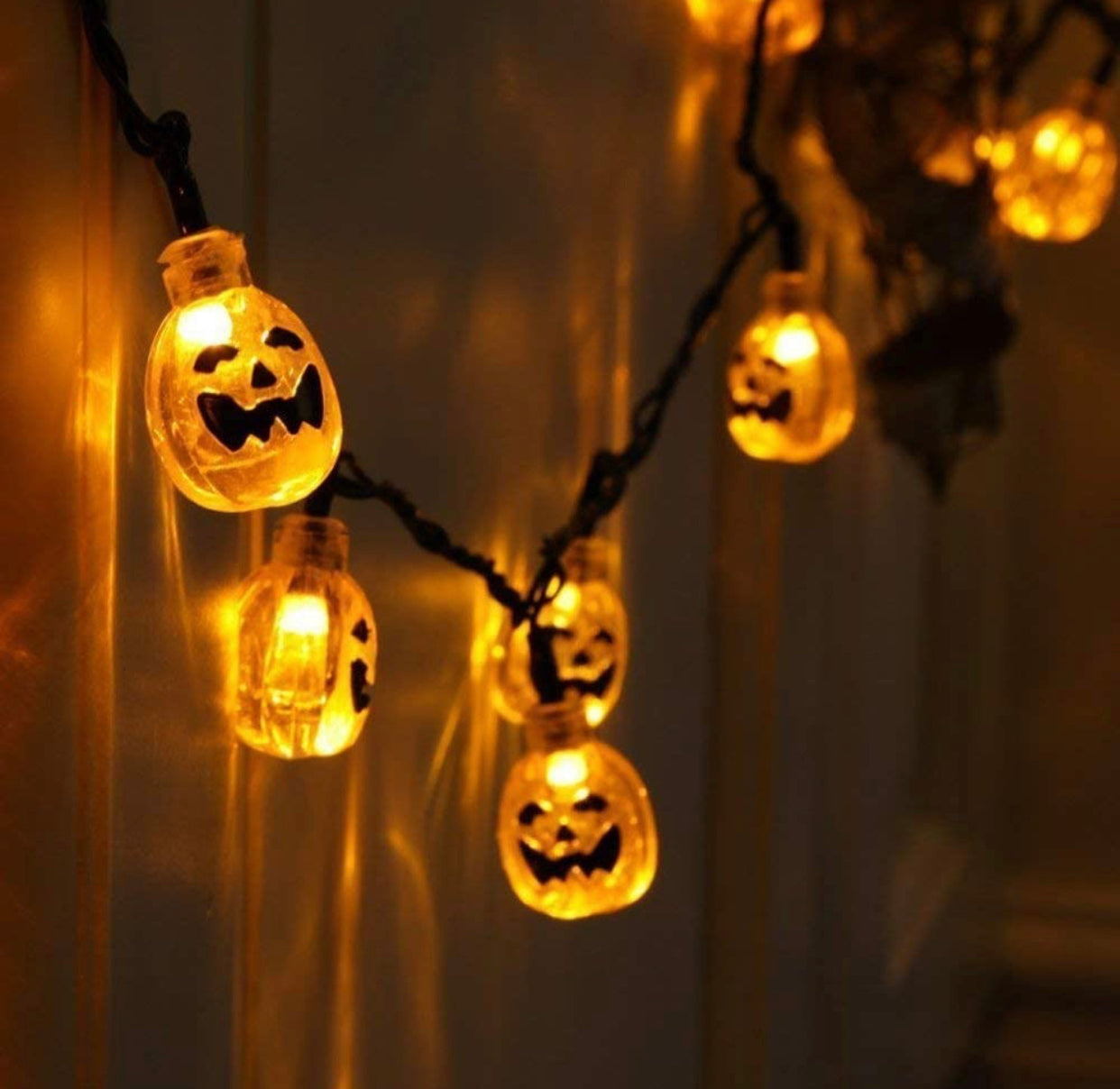 33Ft Solar Powered Pumpkin Halloween String Lights 50 LED with 8 Lighting Modes