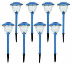 Energizer 8 Pack Solar Pathway Lights Outdoor-Stainless Steel(Blue)