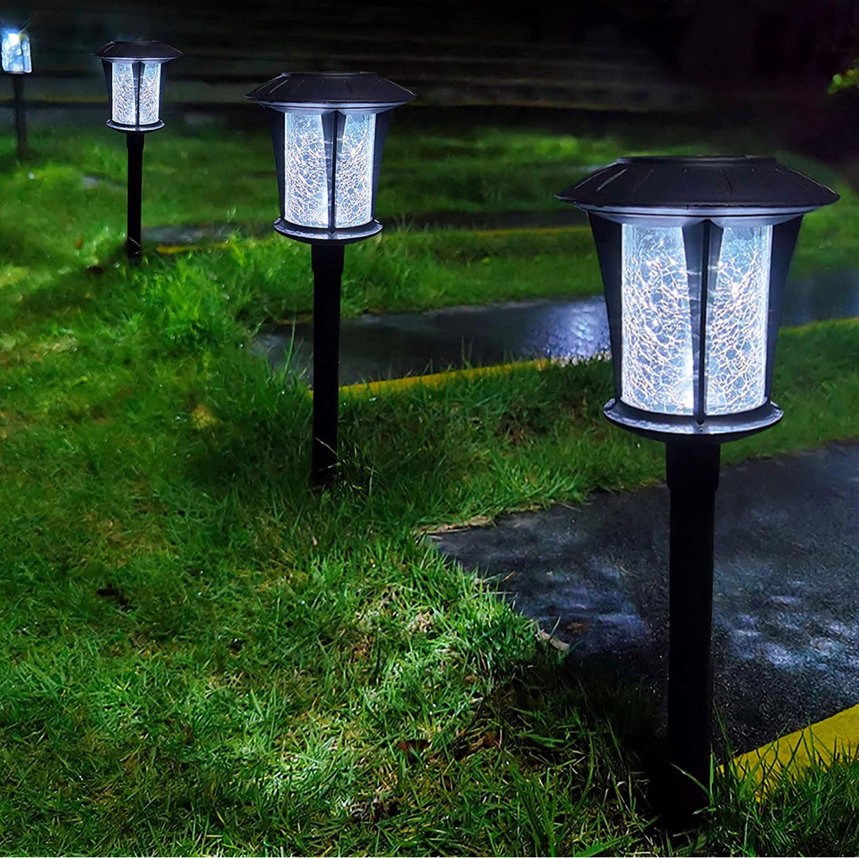 LANSGARINE Solar LED lights Outdoor Garden Stakes(Glass) (12-Pack)