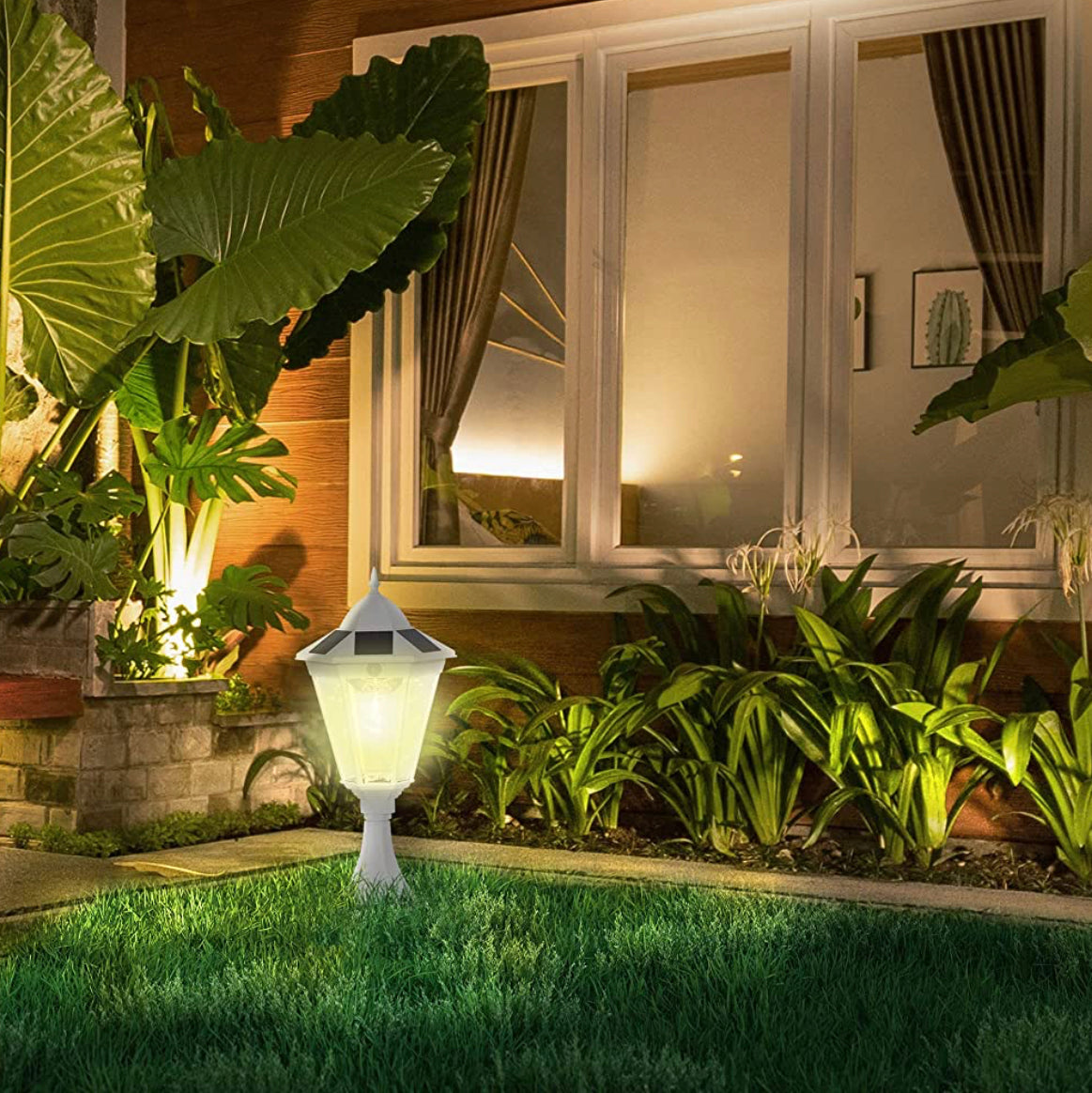 SmartYard 22" Solar Lamp Post Light, Outdoor Fixture with All Weather Aluminum, Motion Activated