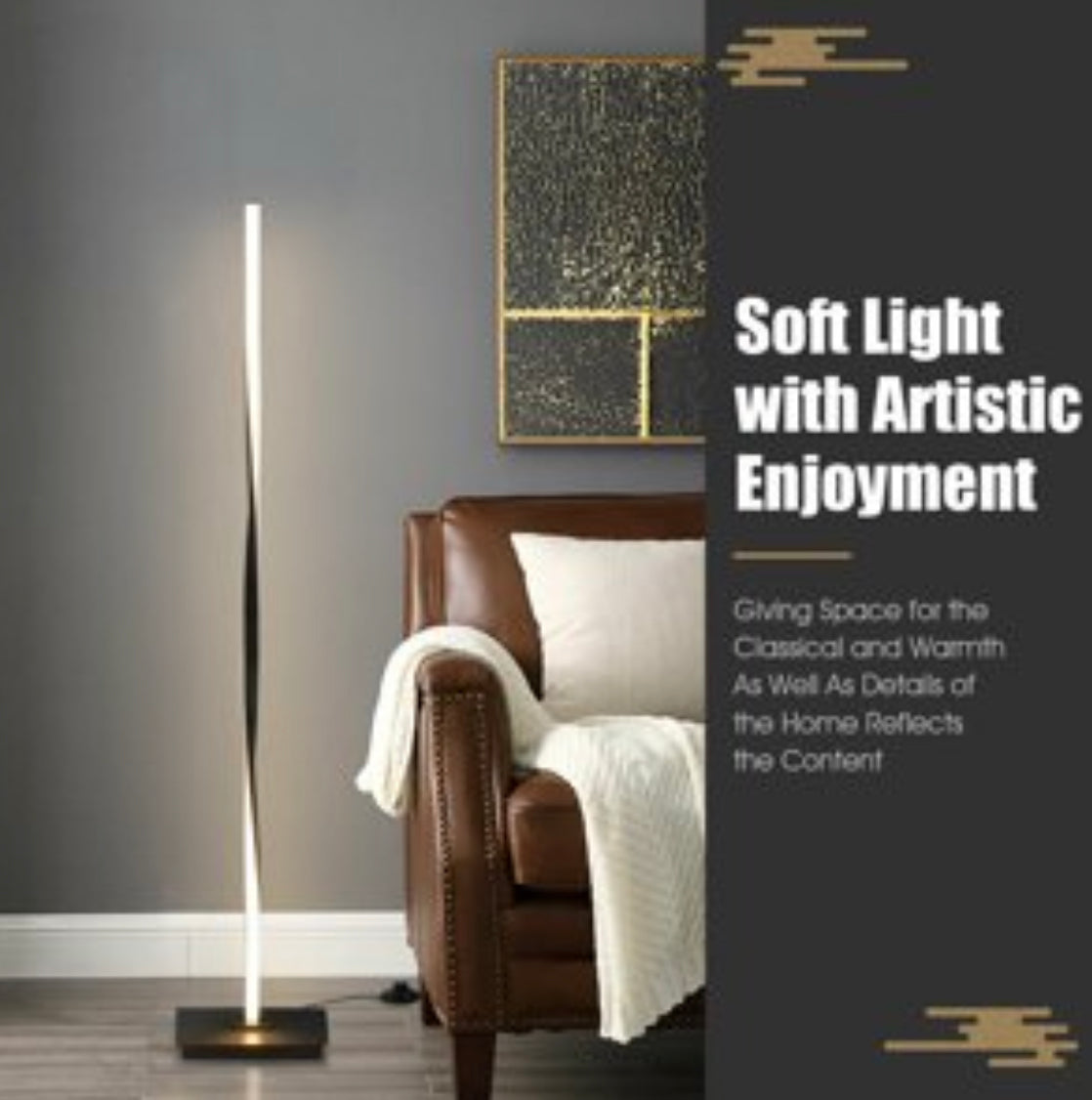 Modern LED Floor Lamp for Living Room Bright Lighting - 48" Tall Light-Dimmable