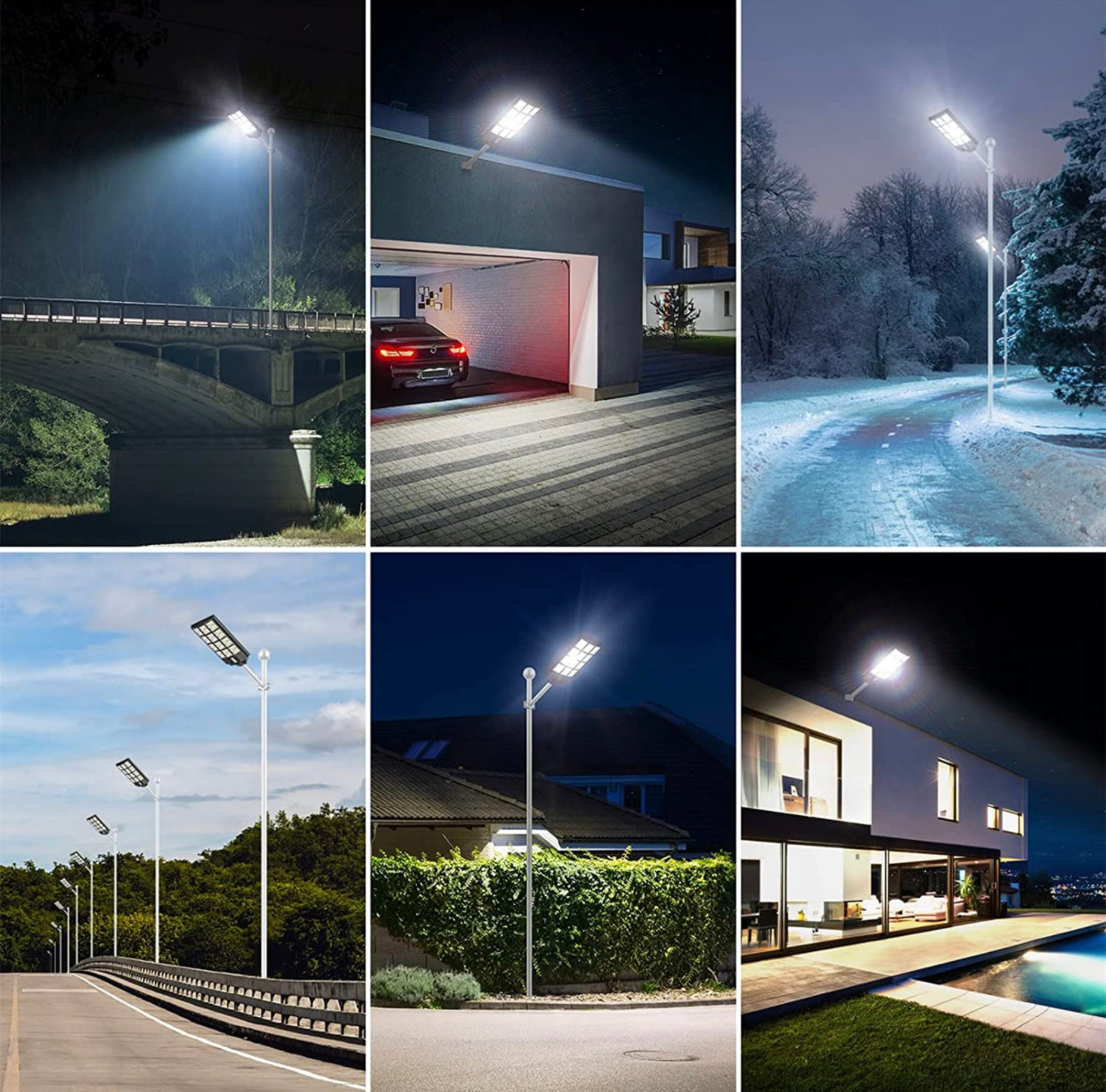 1200W Commercial Solar Street Light , 100000LM Parking Lot Light Commercial Dusk to Dawn With Remote