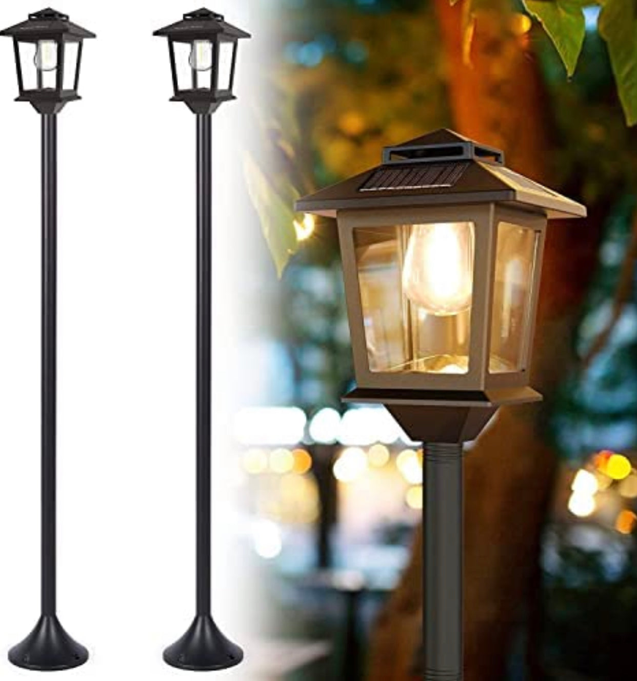 SmartYard 63" Solar Lamp Post Lights Outdoor 2 Pack ,Aluminum Floor Lamp,Waterproof Solar Powered Street Lights for Garden Warm White