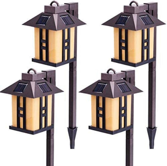 SmartYard Solar Powered Pathway Shepherd Hook Lights Asian Style (4 Pack)