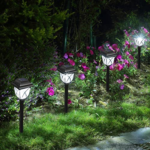 8 Pack Solar LED Lights,Large Rotating Outdoor Pathway Up To 10 Lumen