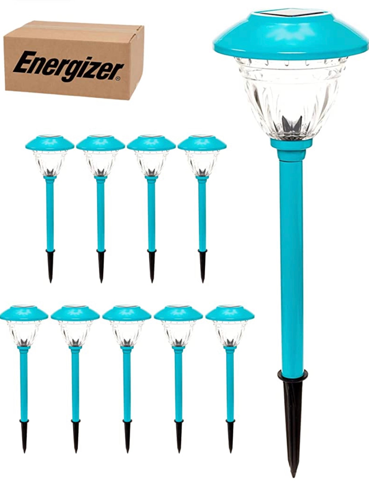 Energizer 10 Pack Solar LED Pathway Lights Outdoor-Stainless Steel