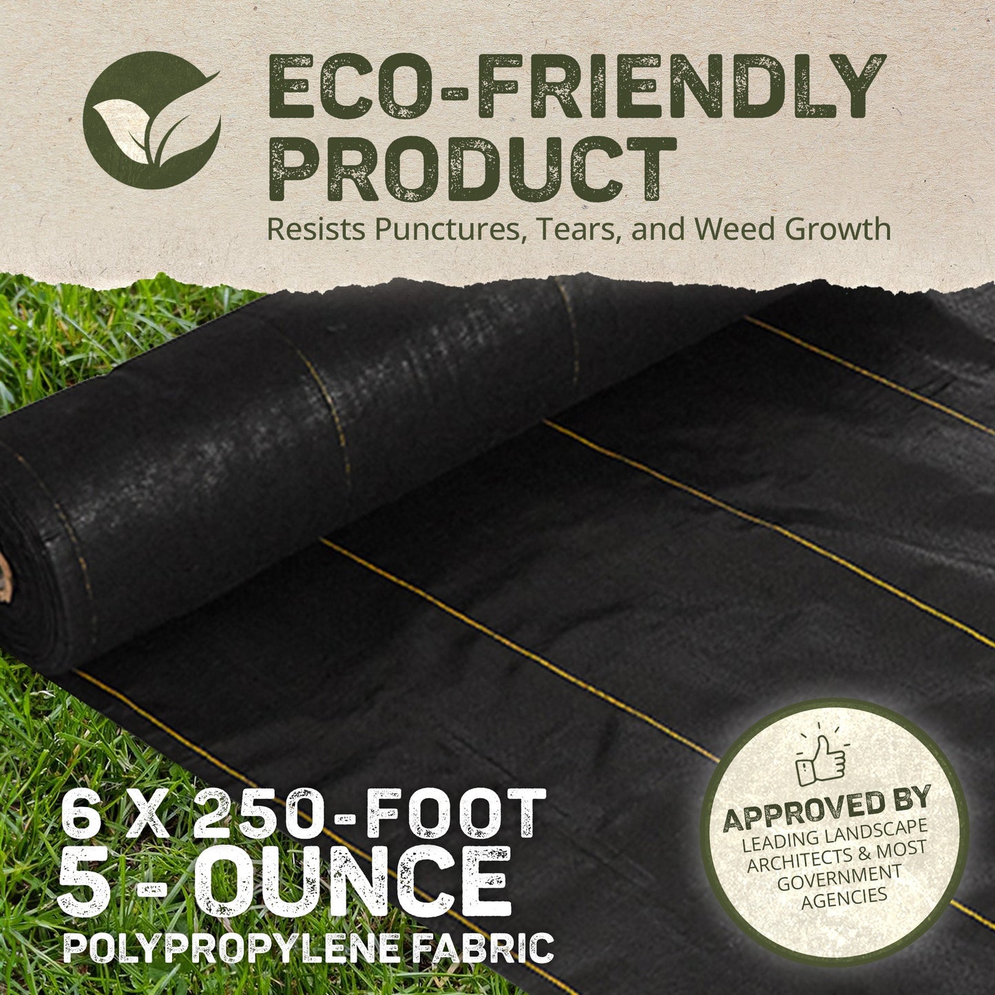 DeWitt Pro 5 Oz 6 x 250 Foot Commercial Landscape Weed Barrier Fabric (2 Pack)