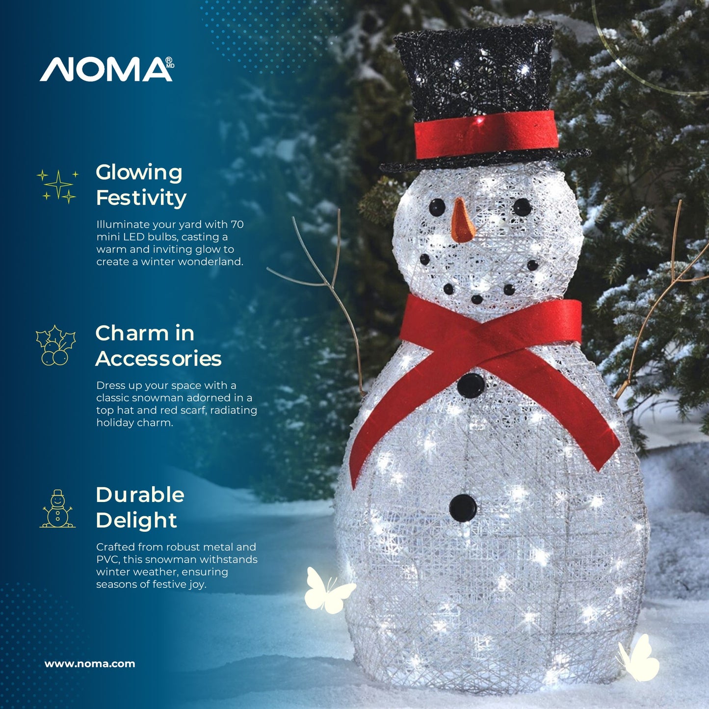 NOMA Snowman Christmas Display PreLit Bright LED Outdoor Holiday Lawn Decoration