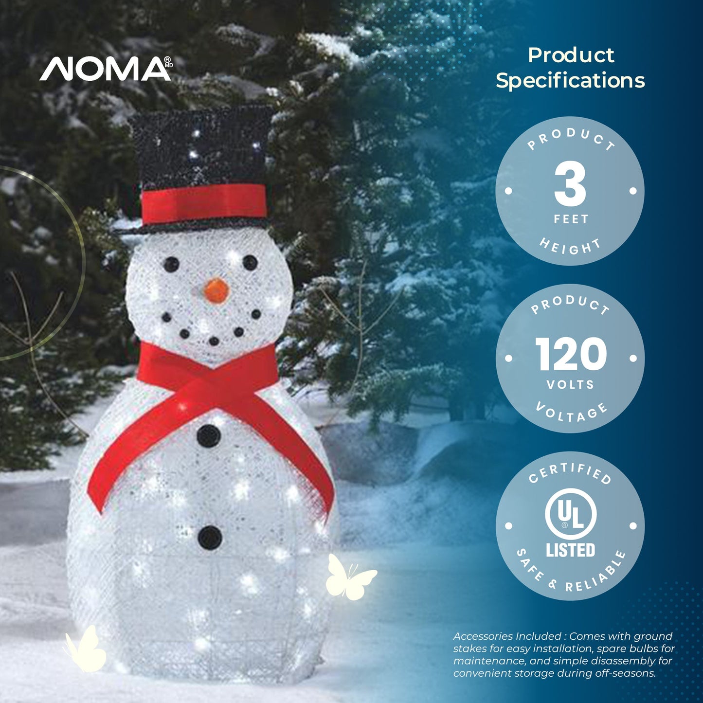 NOMA Snowman Christmas Display PreLit Bright LED Outdoor Holiday Lawn Decoration