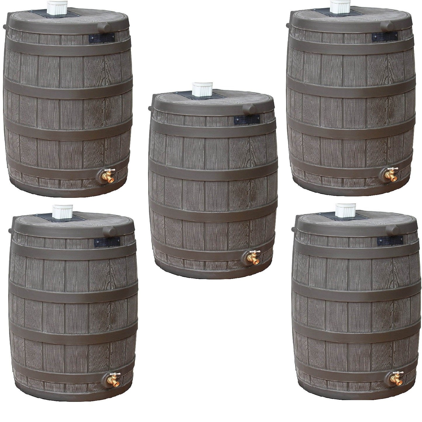 Good Ideas Rain Wizard 50 Gallon Plastic Rain Barrel with Brass Spigot (5 Pack)