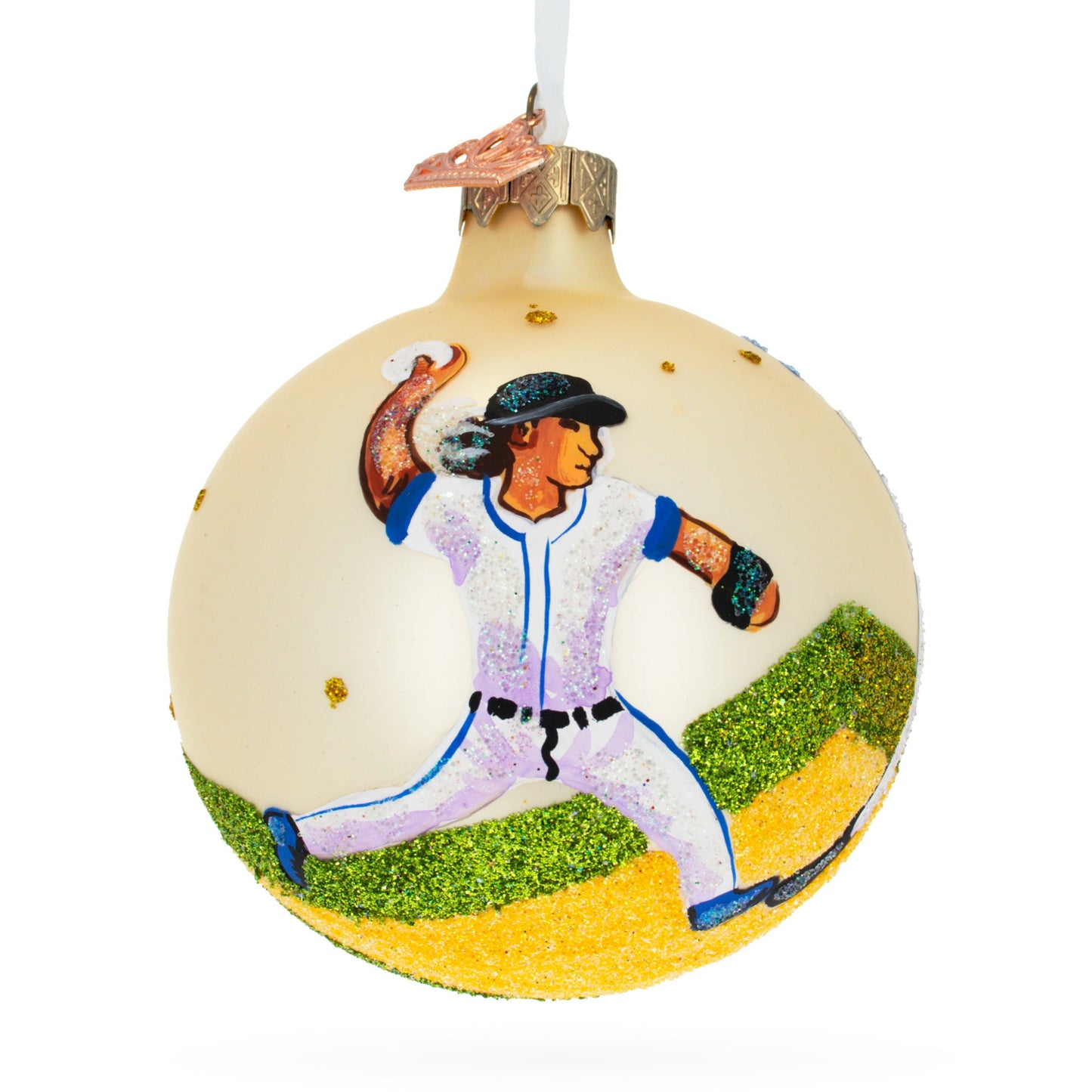 Baseball Blown Glass Ball Christmas Ornament 3.25 Inches