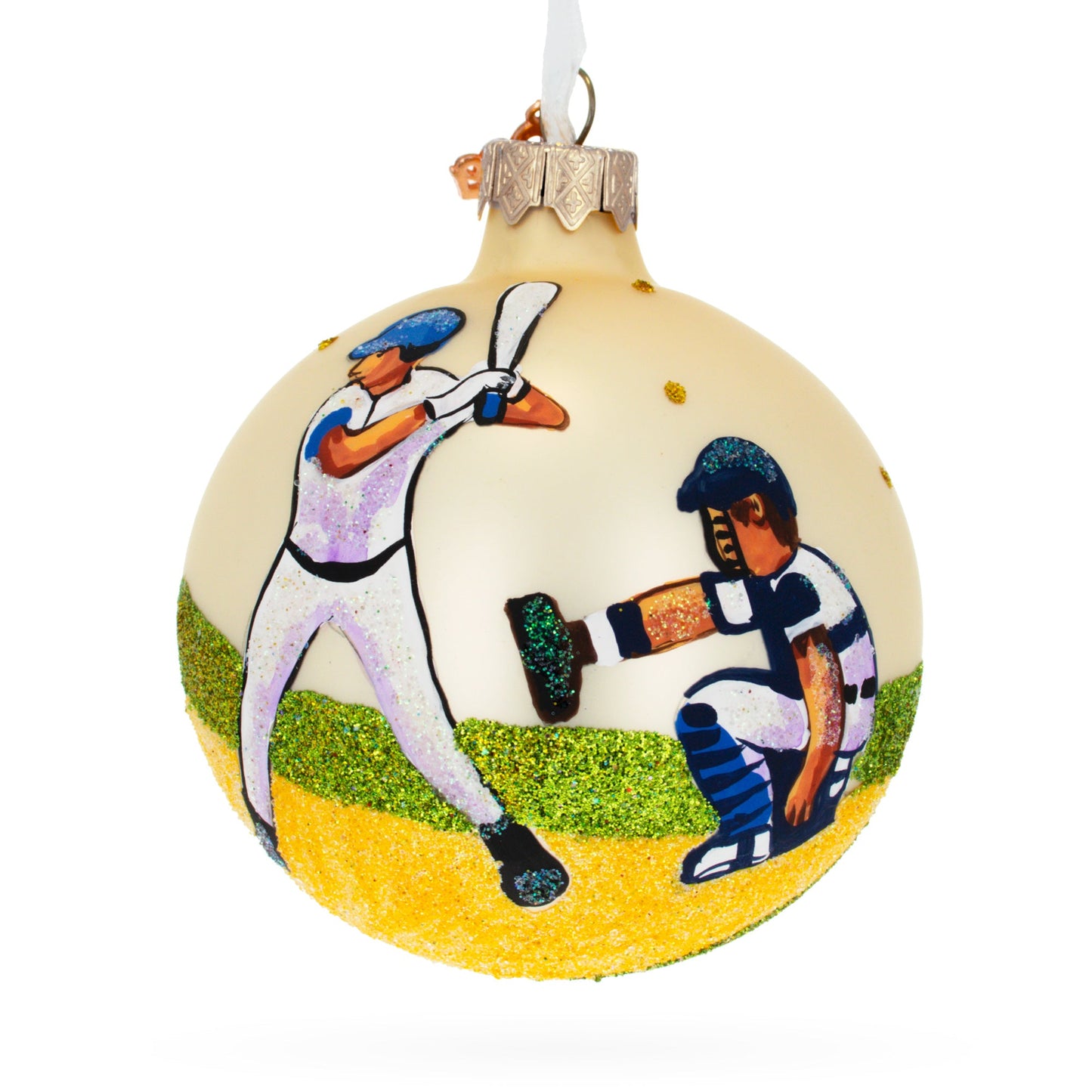 Baseball Blown Glass Ball Christmas Ornament 3.25 Inches