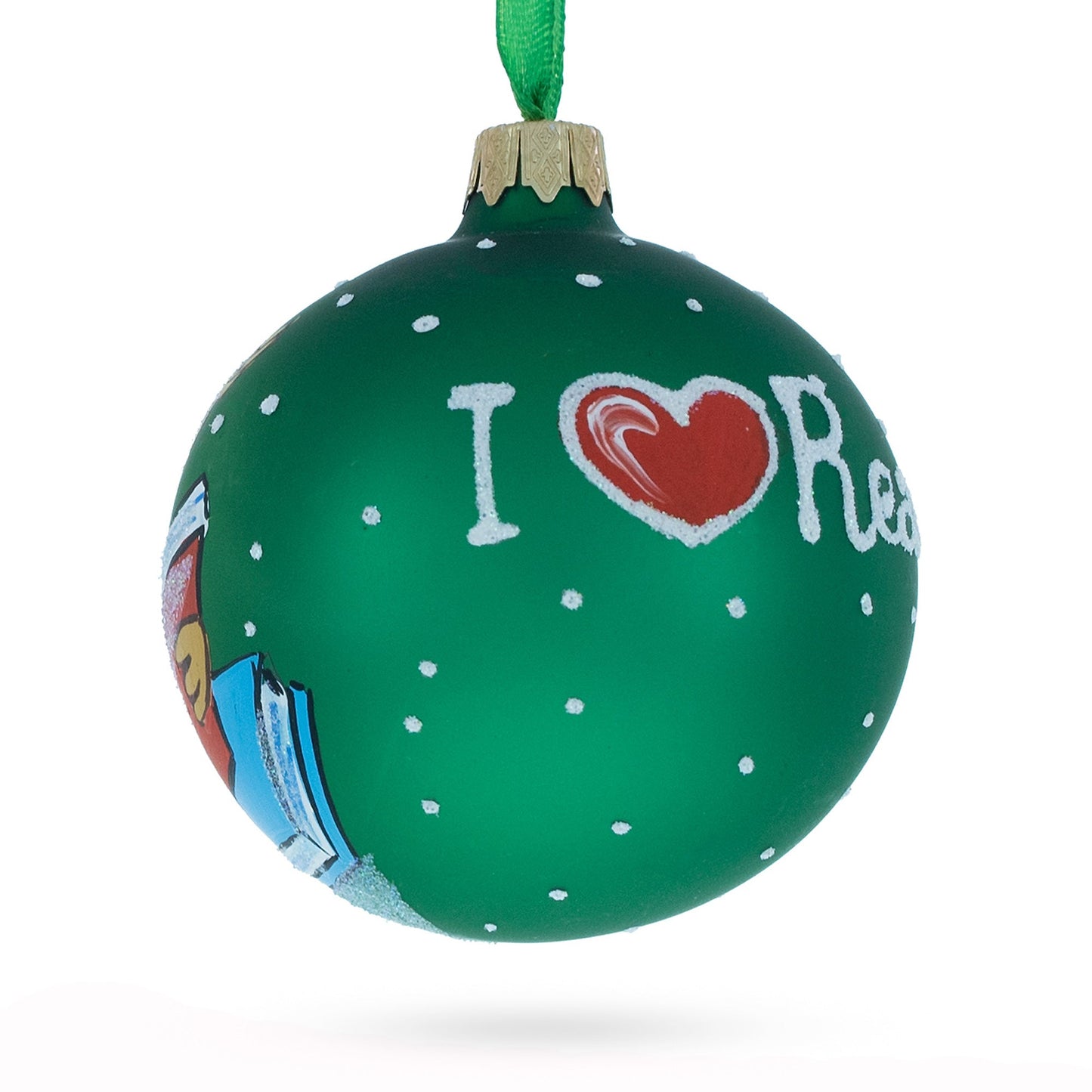 Blown Glass Ball Christmas Ornament 3.25 Inches