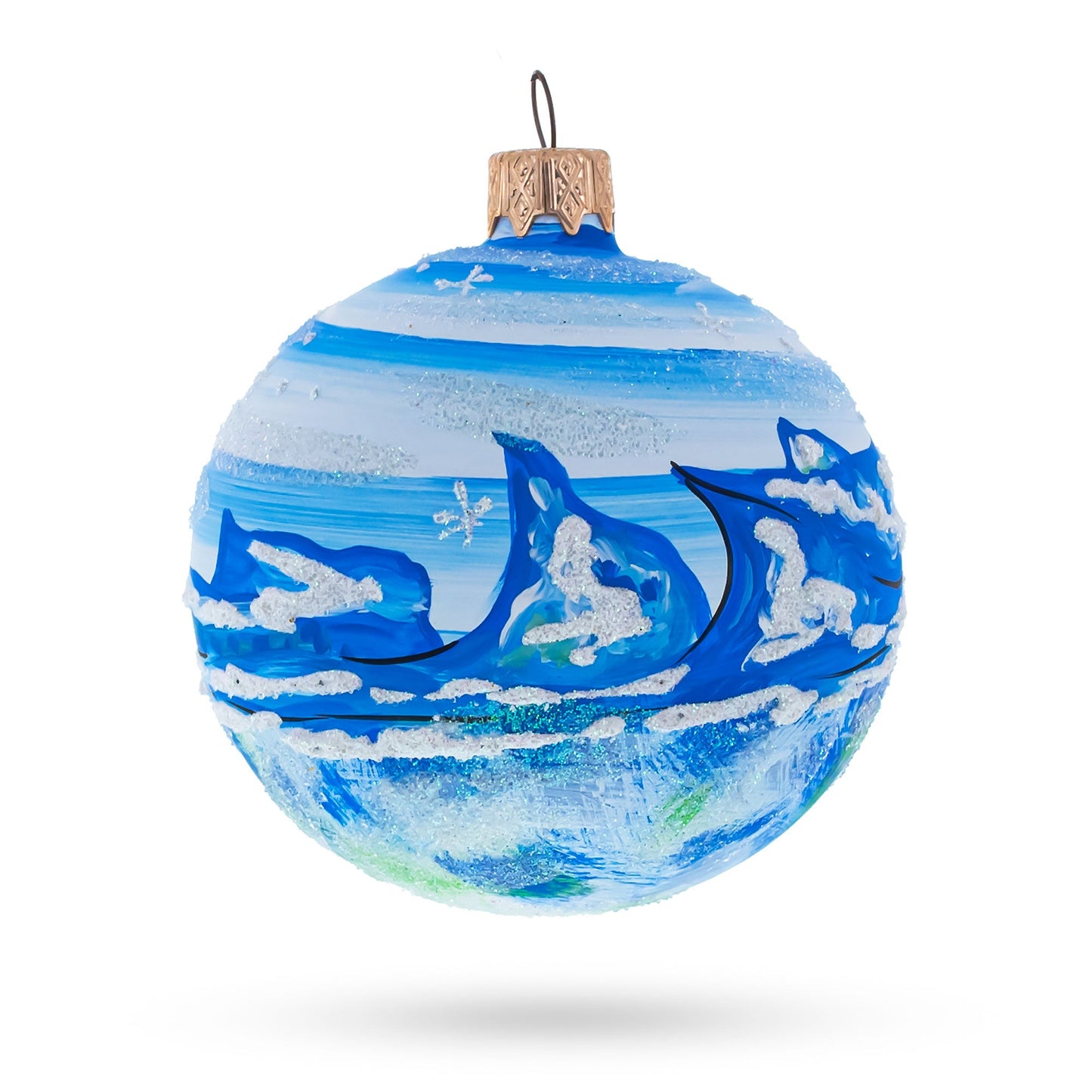 Artisan Blown Glass Ball Christmas Ornament 3.25 Inches