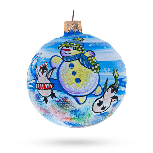 Artisan Blown Glass Ball Christmas Ornament 3.25 Inches