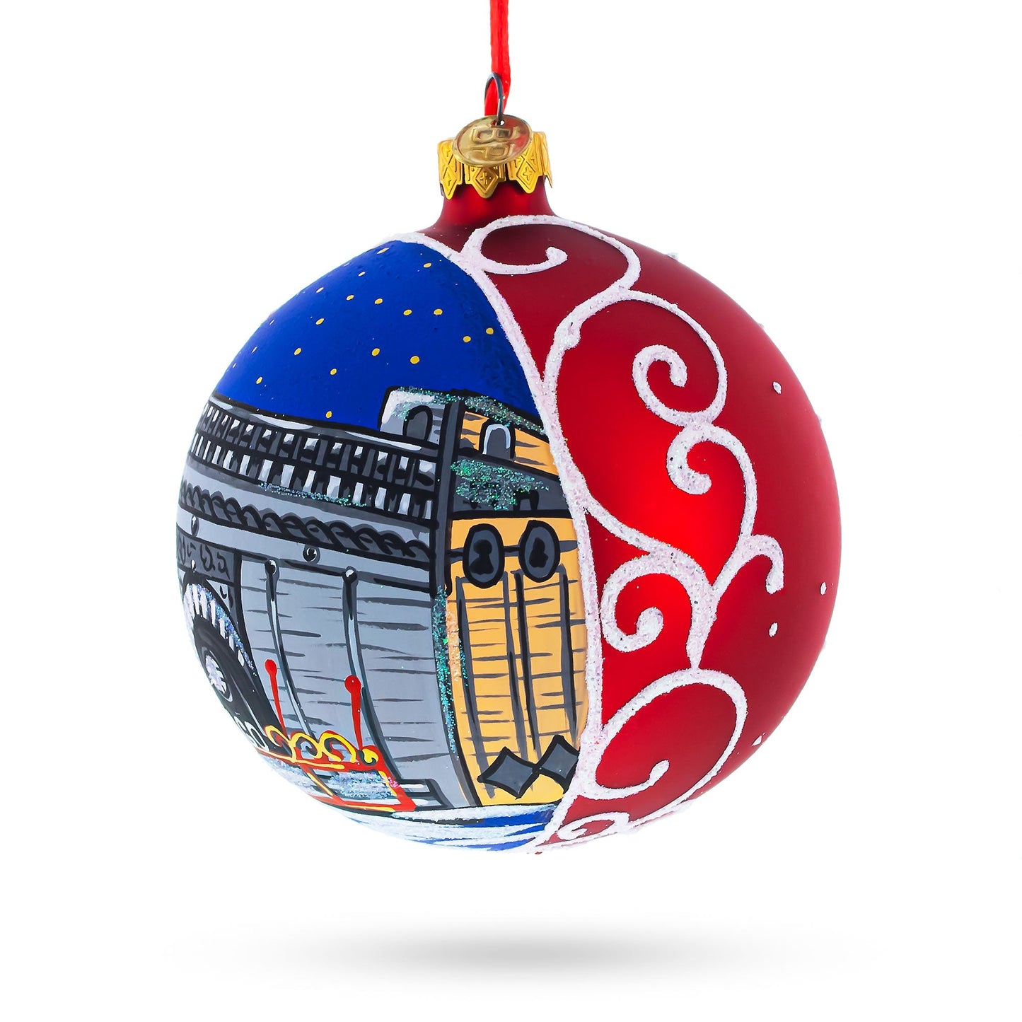 Chicago Theater, Illinois, USA Blown Glass Ball Christmas Ornament 4 Inches