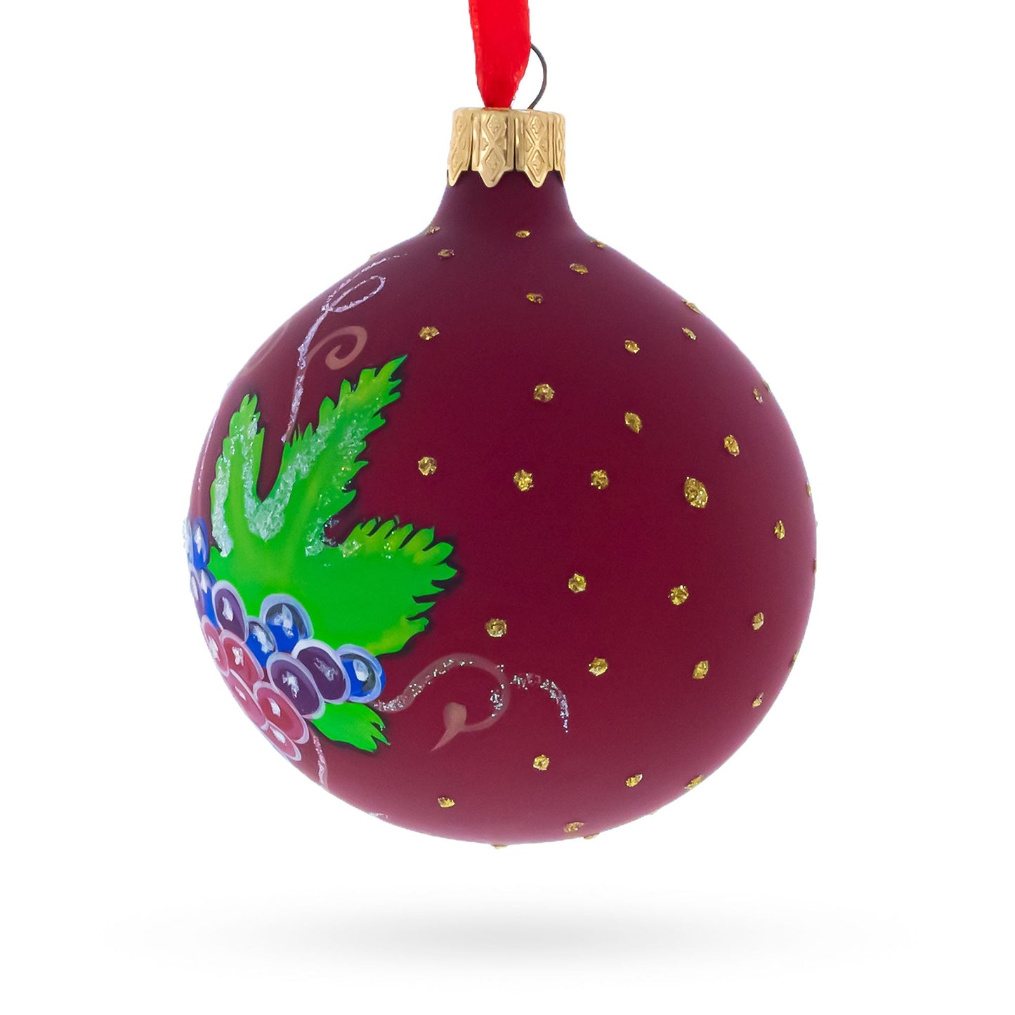 Red Wine Bottle Blown Glass Ball Christmas Ornament 3.25 Inches