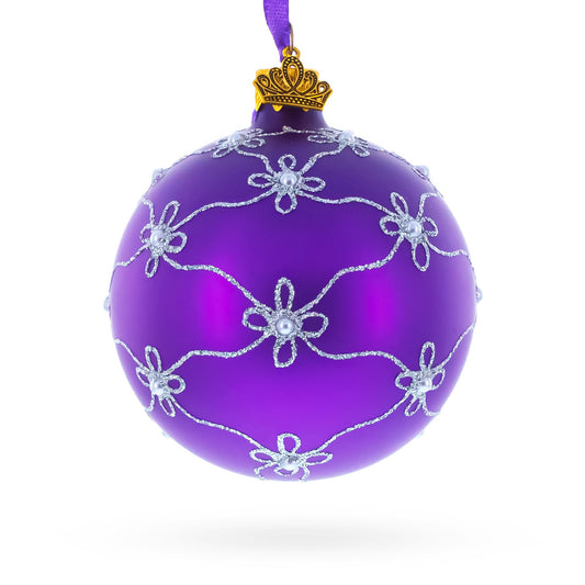 1906 Swan Egg Purple Blown Glass Ball Christmas Ornament 3.25 Inches