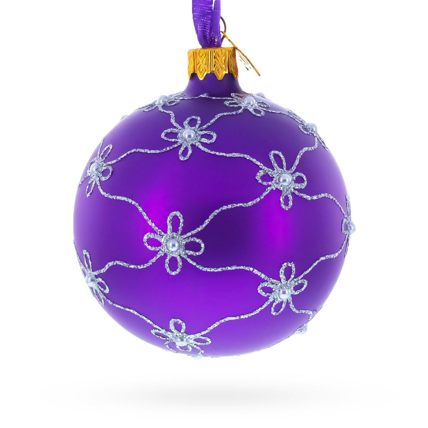 1906 Swan Egg Purple Blown Glass Ball Christmas Ornament 3.25 Inches