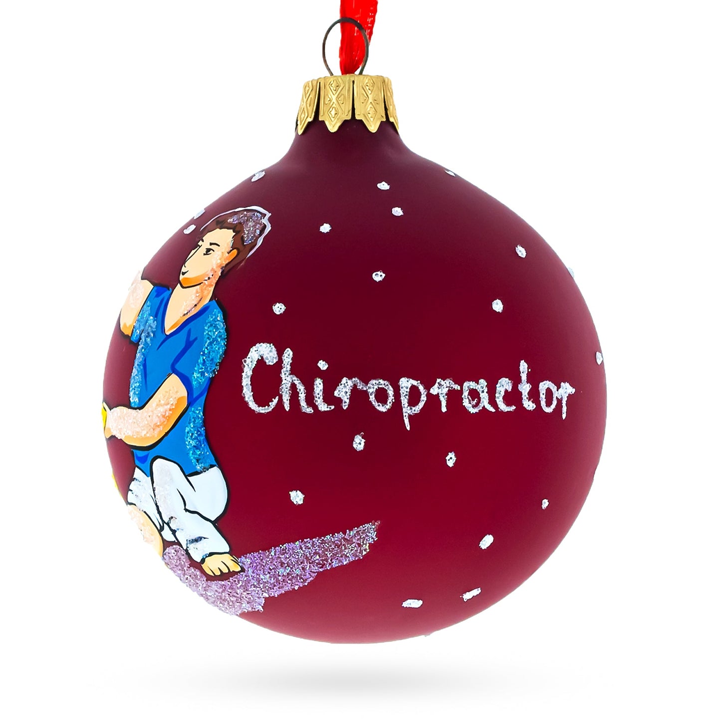 Chiropractor Blown Glass Ball Christmas Ornament 3.25 Inches