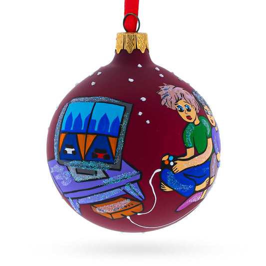 Video Gamer Blown Glass Ball Christmas Ornament 3.25 Inches