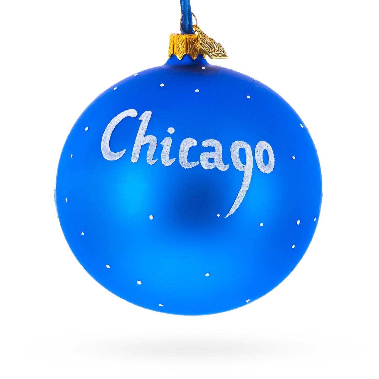 Chicago Reflections at Night Glass Ball Christmas Ornament 4 Inches