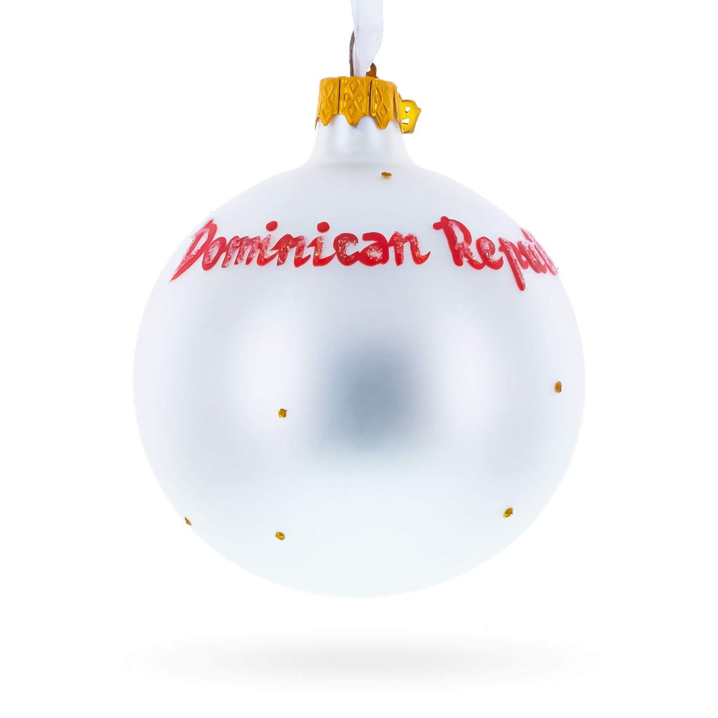 Flag of Dominican Republic Blown Glass Ball Christmas Ornament 3.25 Inches