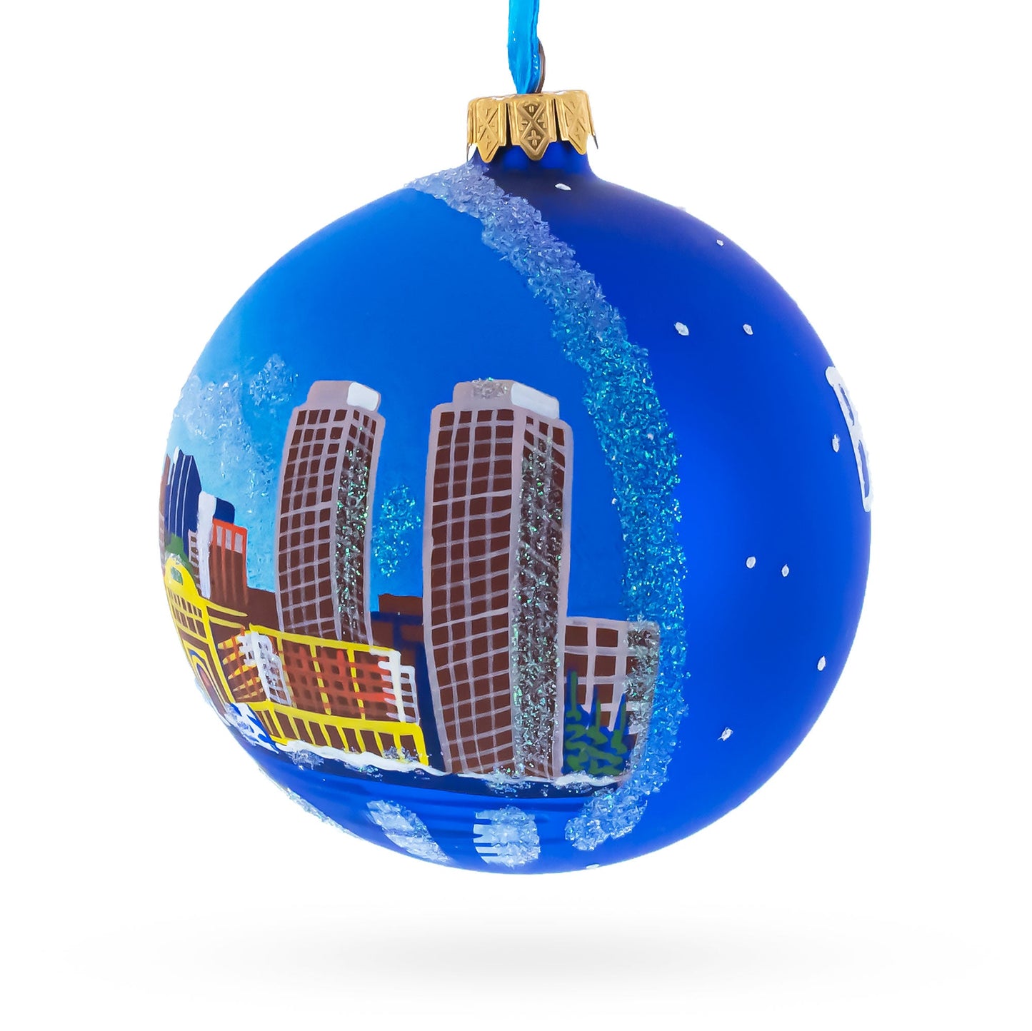 Boston, Massachusetts Glass Ball Christmas Ornament 3.25 Inches