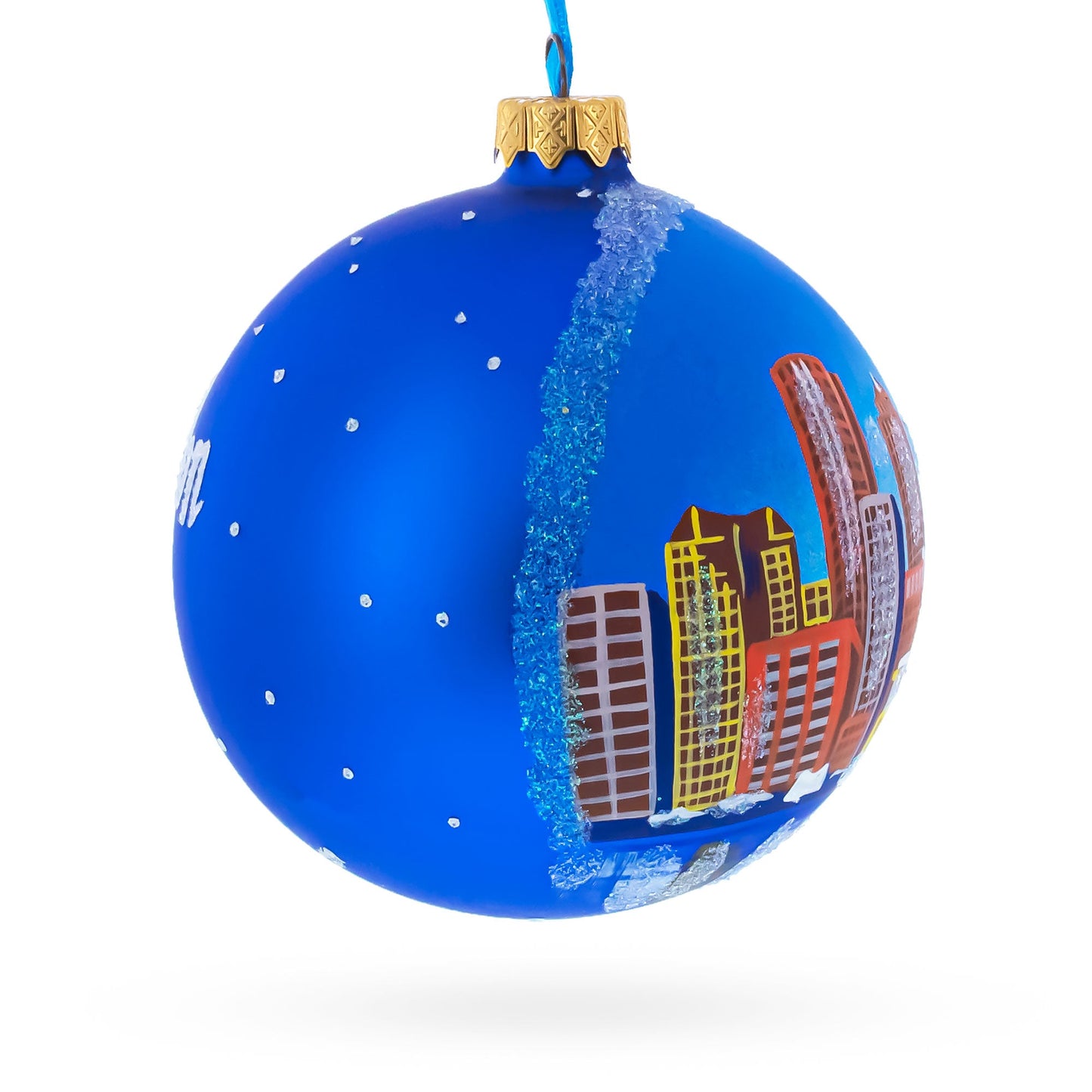 Boston, Massachusetts Glass Ball Christmas Ornament 3.25 Inches