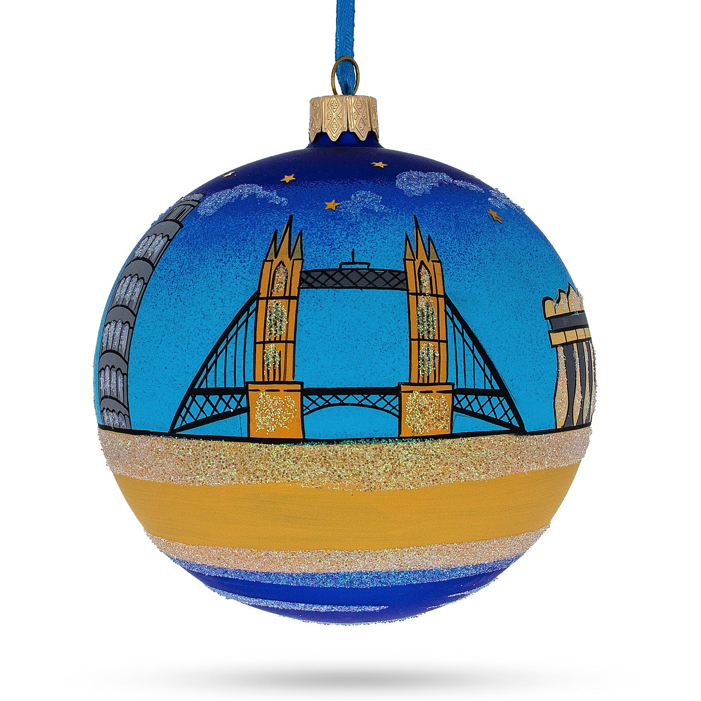 European Travel Attractions Glass Ball Christmas Ornament 4 Inches