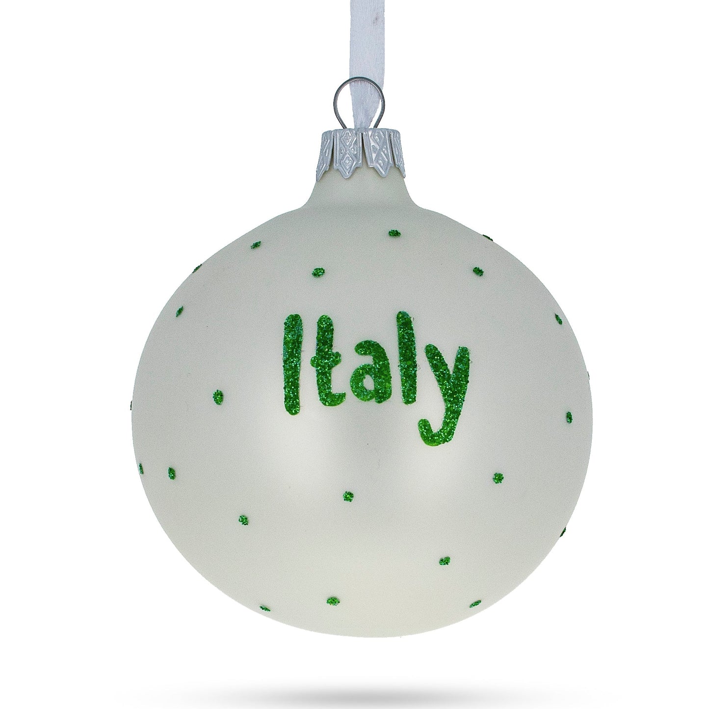 Flag of Italy Blown Glass Ball Christmas Ornament 3.25 Inches