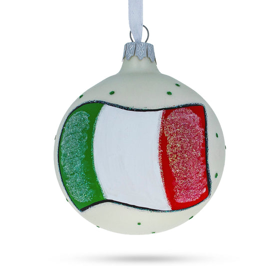 Flag of Italy Blown Glass Ball Christmas Ornament 3.25 Inches