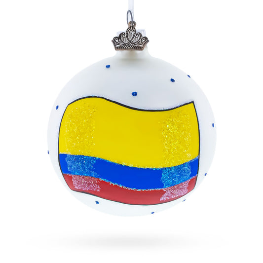 Flag of Colombia Blown Glass Ball Christmas Ornament 3.25 Inches