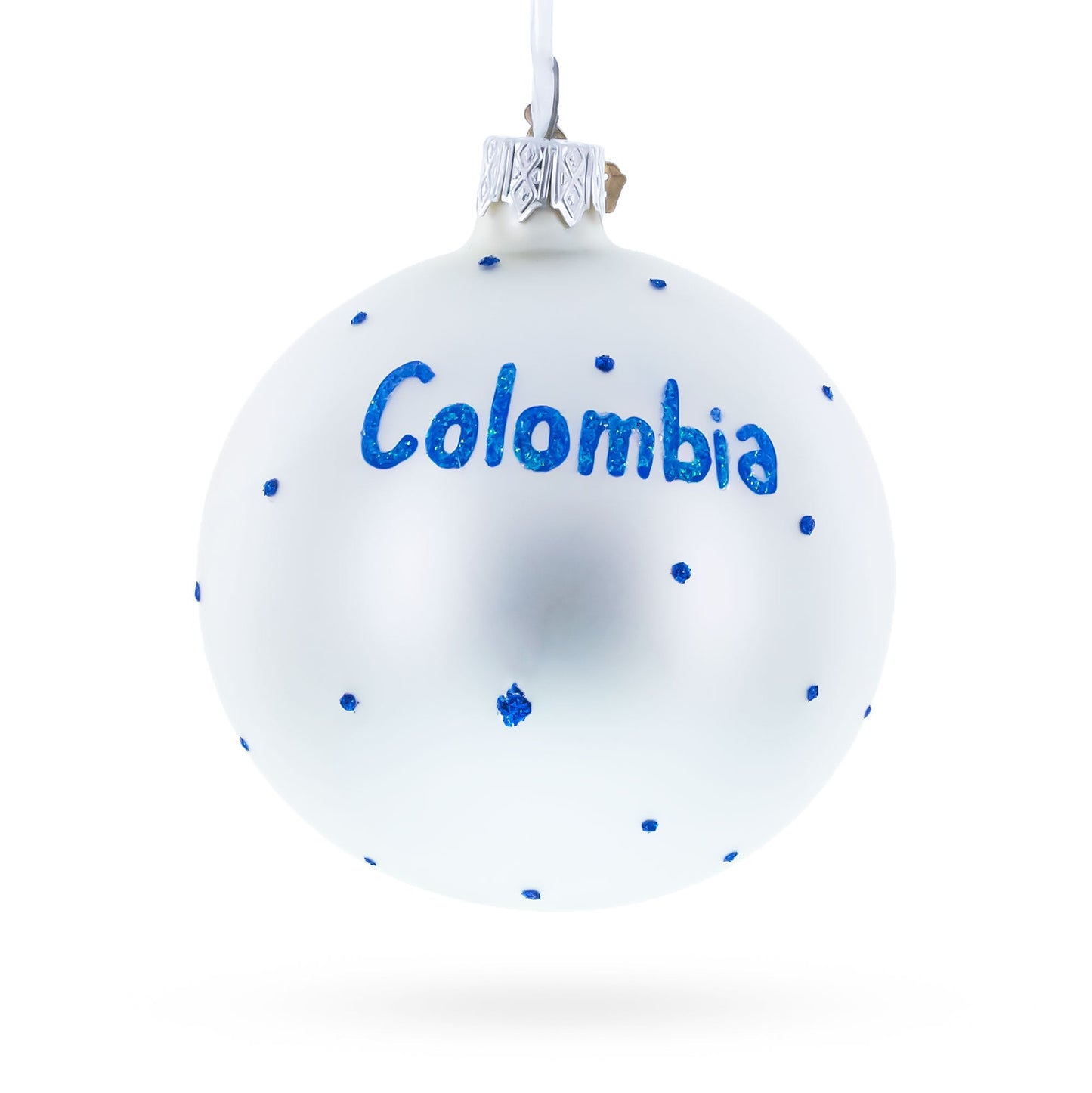 Flag of Colombia Blown Glass Ball Christmas Ornament 3.25 Inches