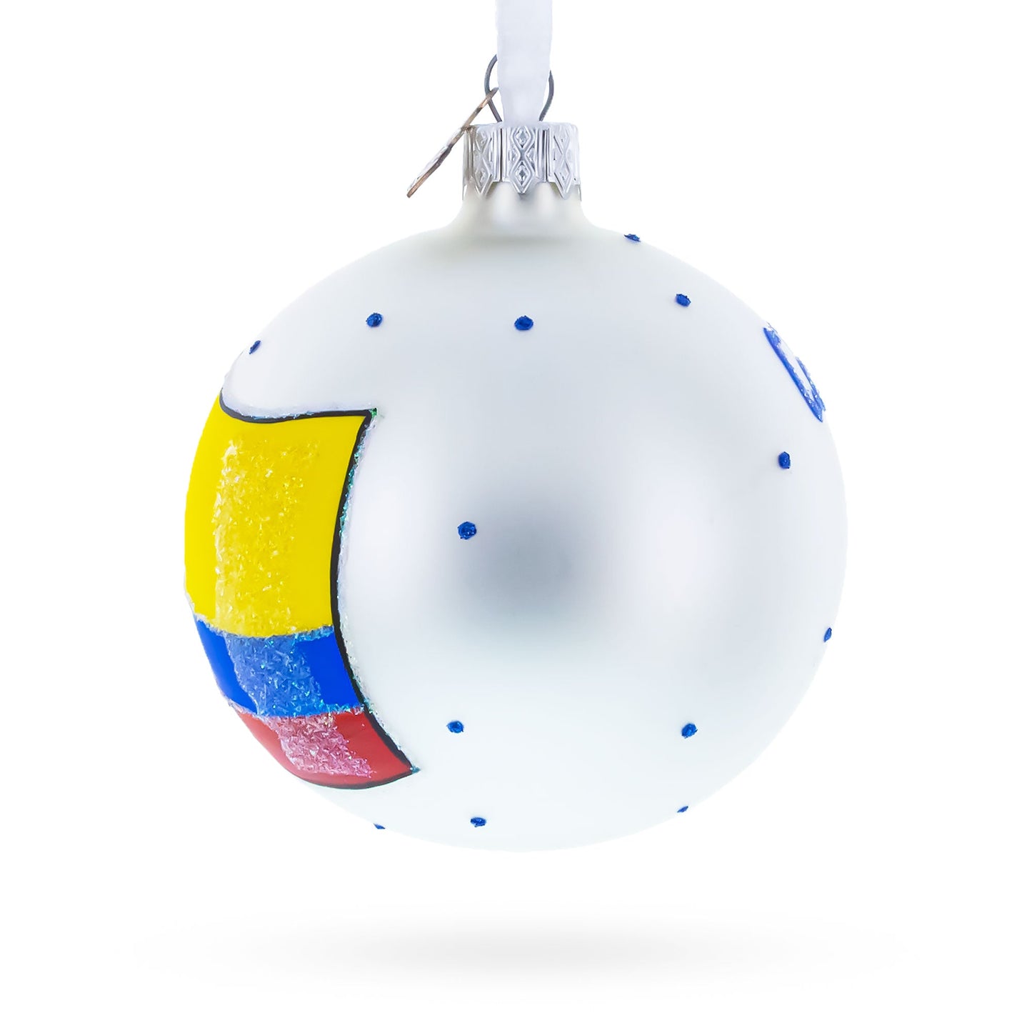 Flag of Colombia Blown Glass Ball Christmas Ornament 3.25 Inches