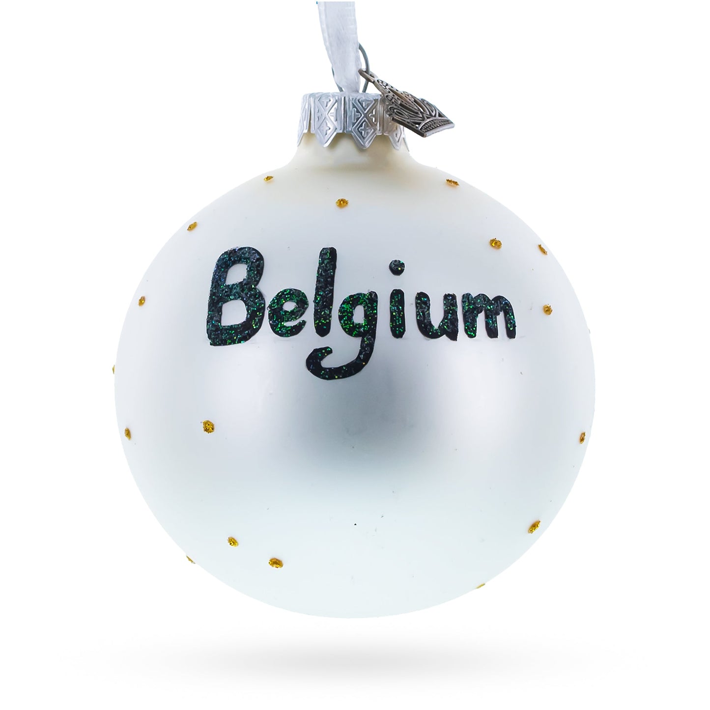 Flag of Belgium Blown Glass Ball Christmas Ornament 3.25 Inches