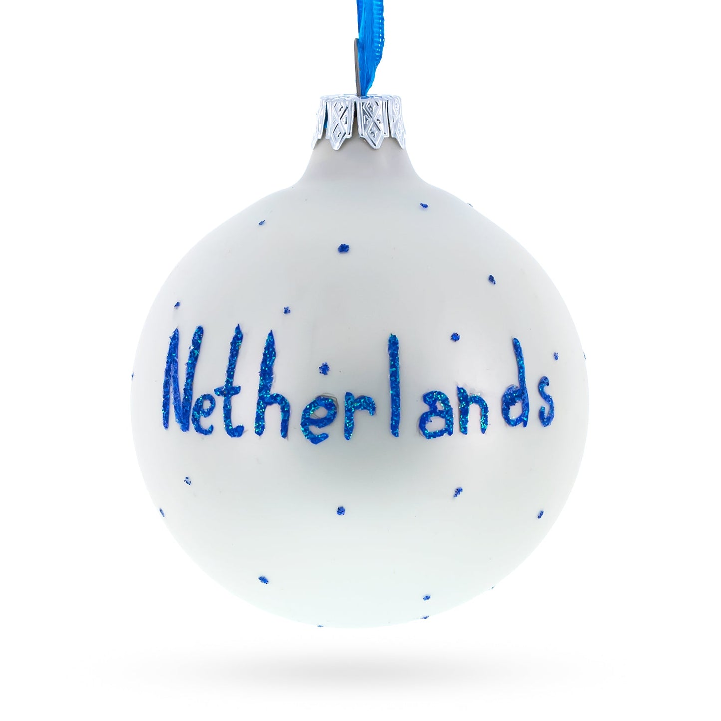 Flag of Netherlands Blown Glass Ball Christmas Ornament 3.25 Inches