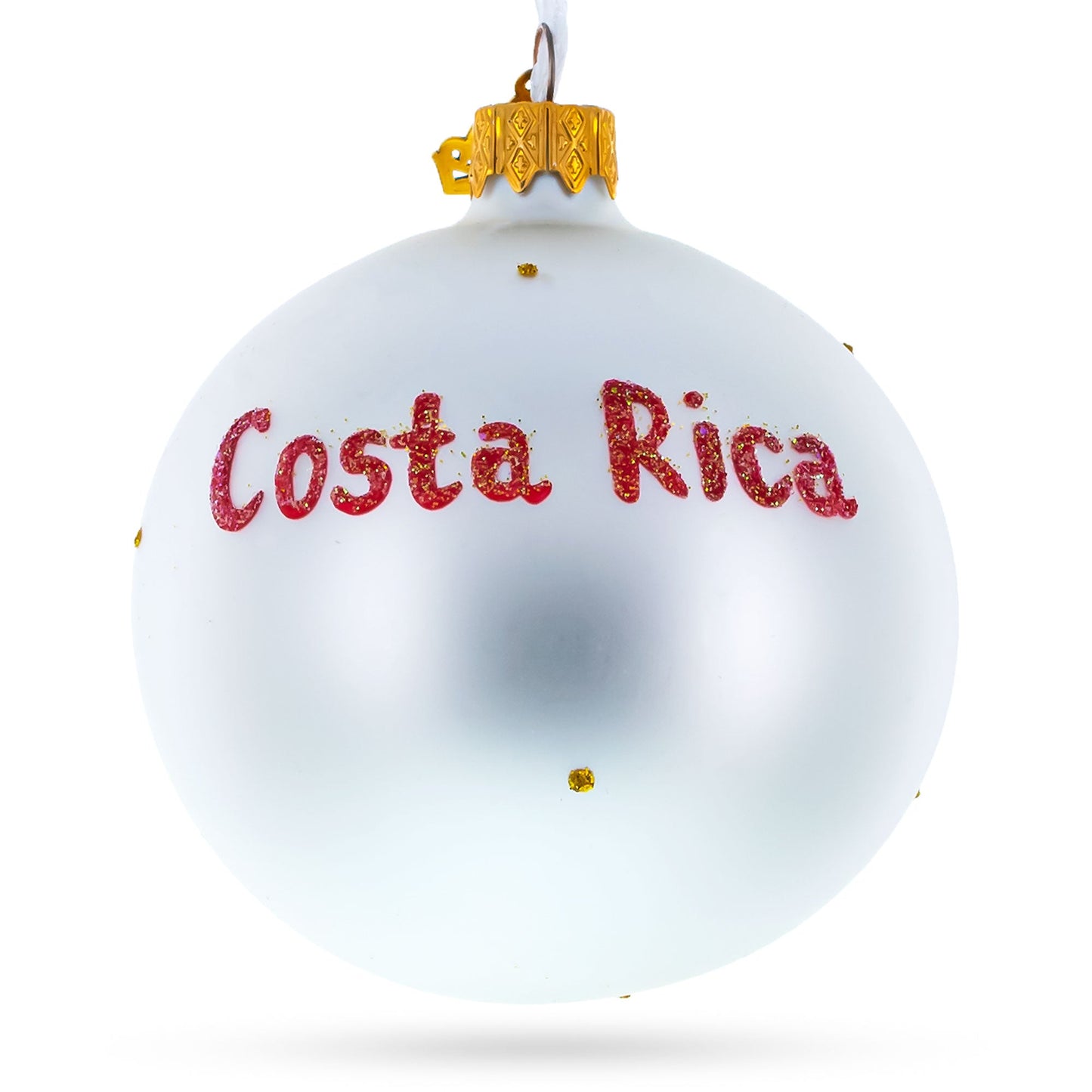 Flag of Costa Rica Blown Glass Ball Christmas Ornament 3.25 Inches