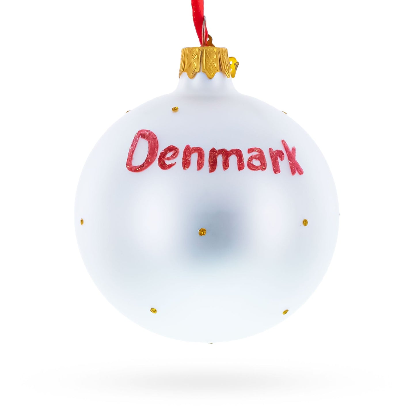 Flag of Denmark Blown Glass Ball Christmas Ornament 3.25 Inches