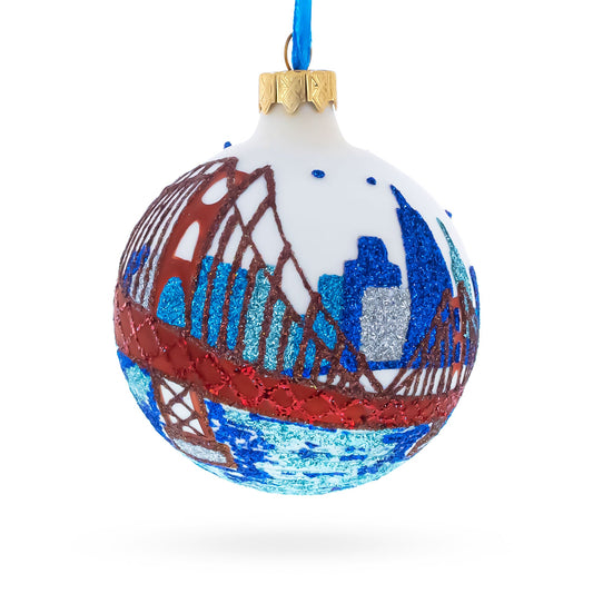 San Francisco, California, USA Glass Christmas Ornament 3.25 Inches