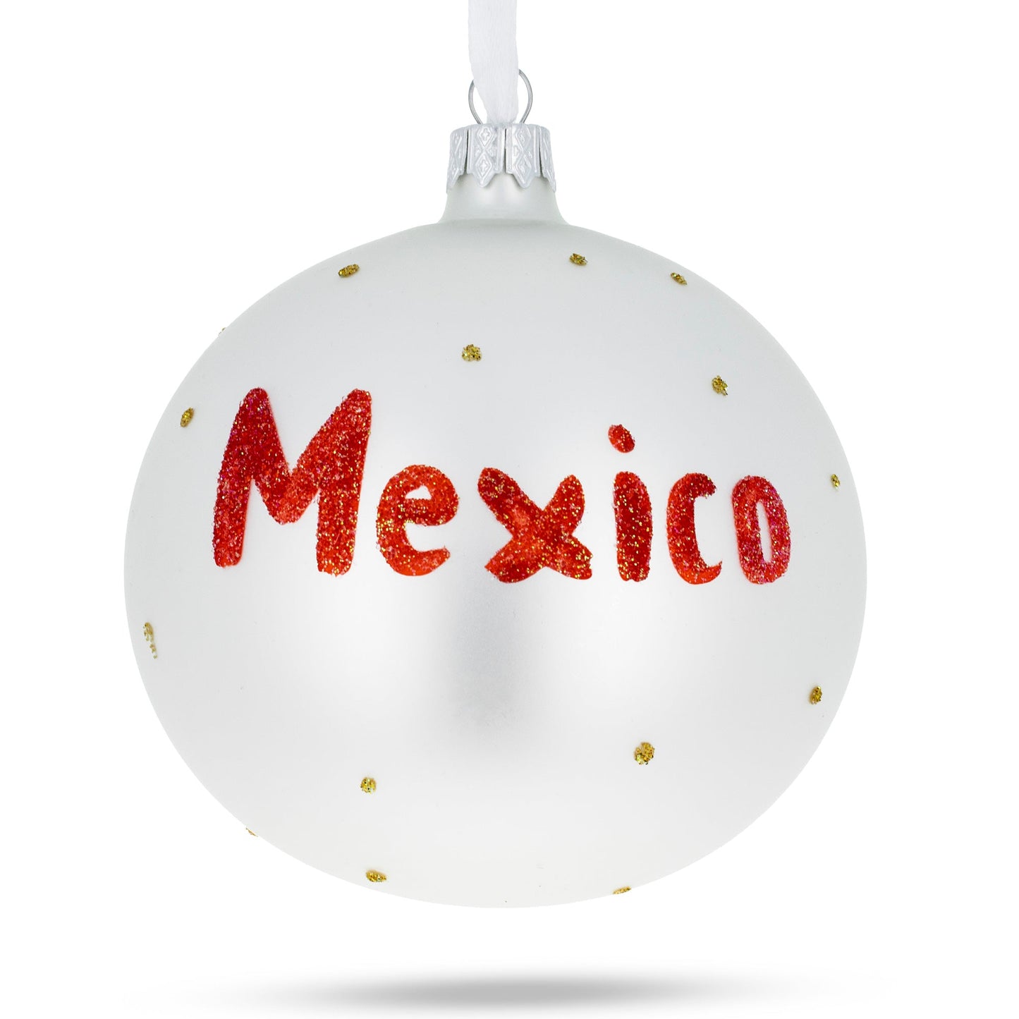 Flag of Mexico Blown Glass Ball Christmas Ornament 4 Inches