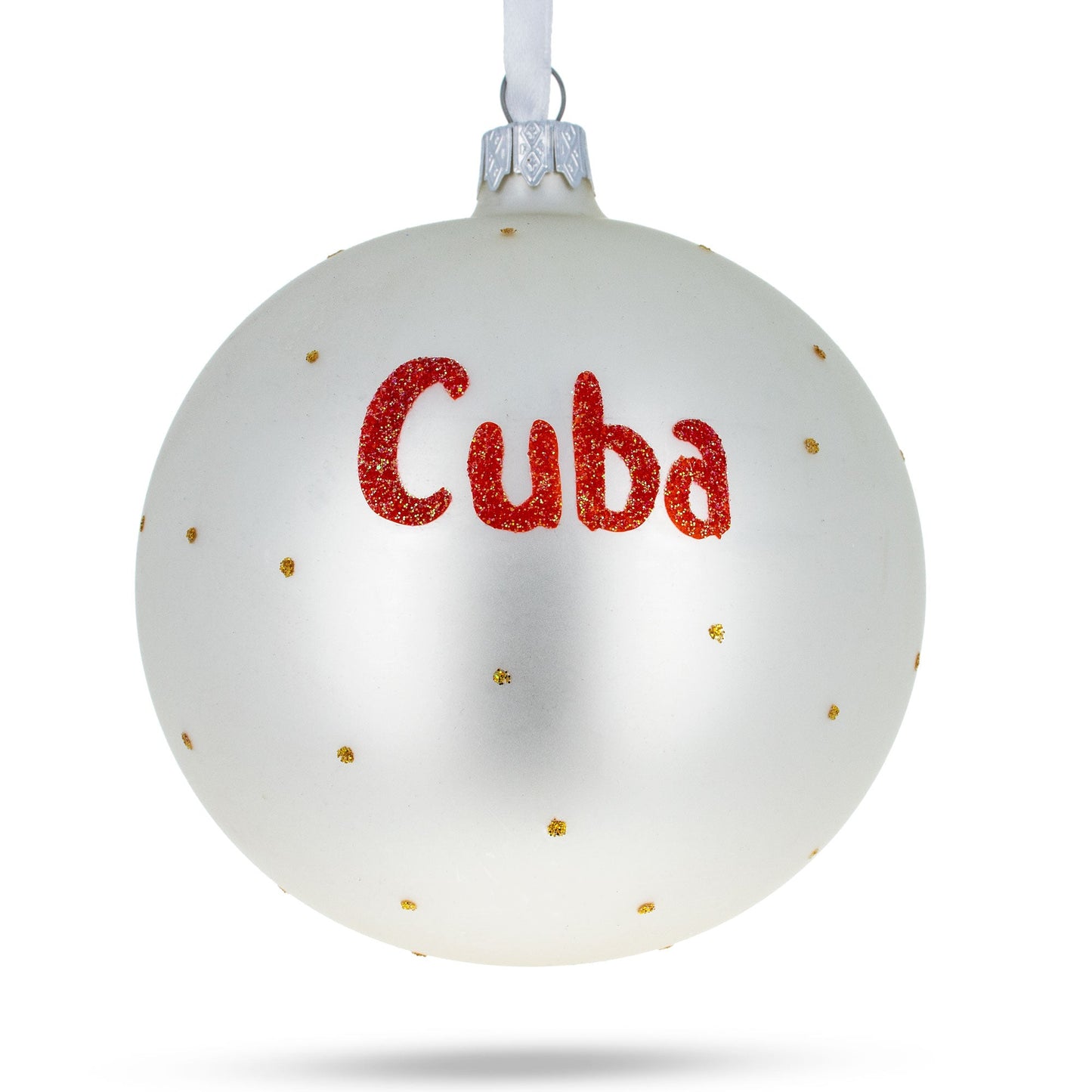 Flag of Cuba Blown Glass Ball Christmas Ornament 4 Inches (Made in Ukraine)