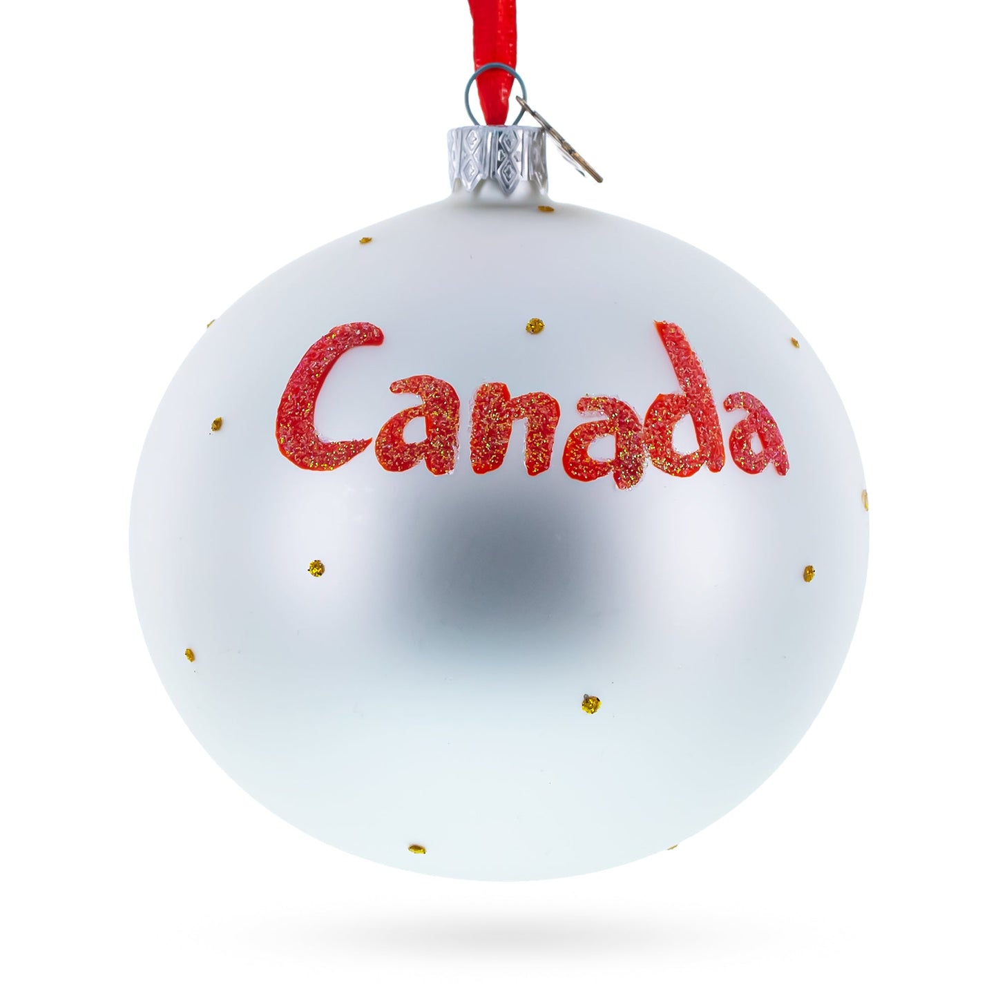 Flag of Canada Blown Glass Ball Christmas Ornament 4 Inches