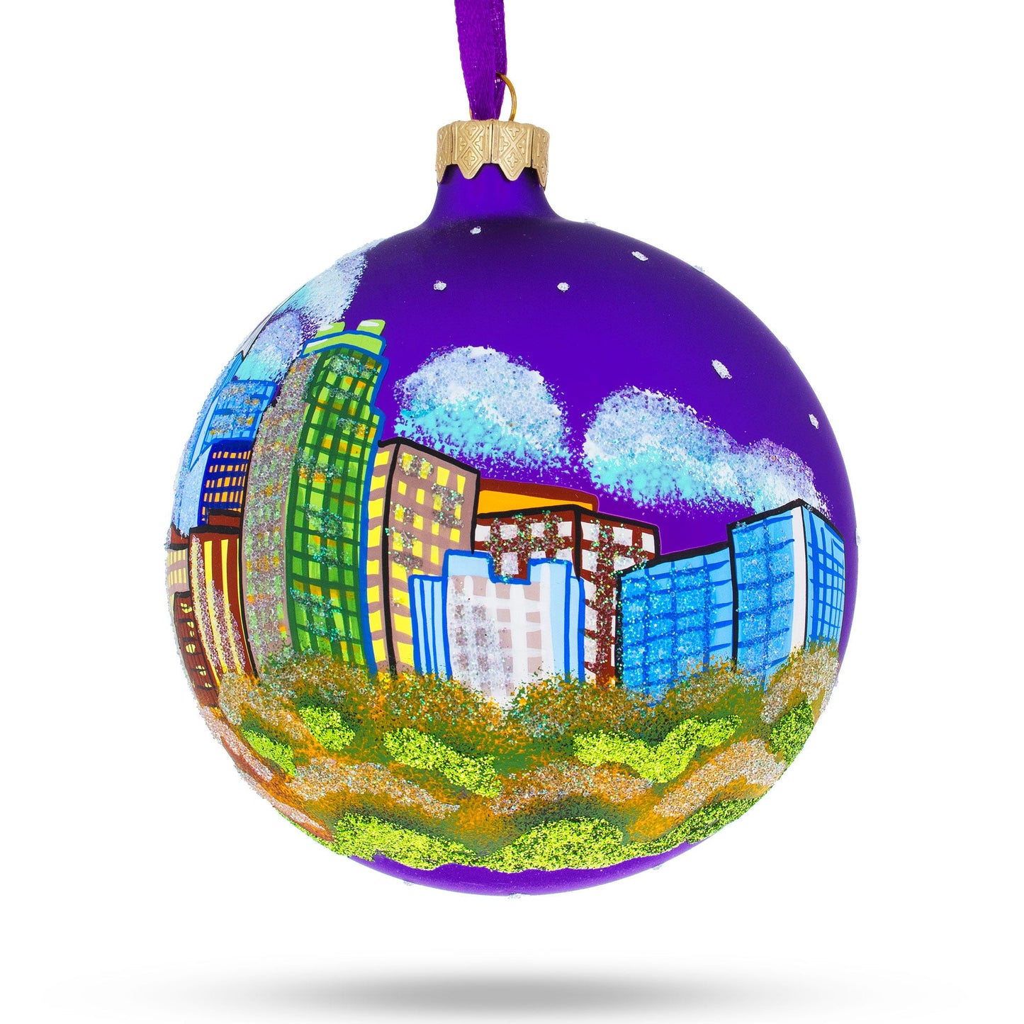 Raleigh, North Carolina, USA Glass Ball Christmas Ornament 4 Inches