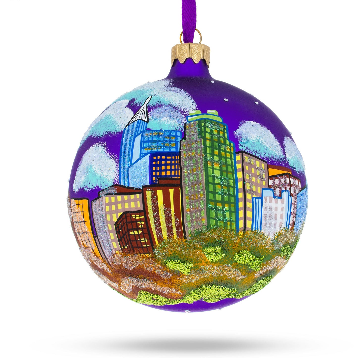 Raleigh, North Carolina, USA Glass Ball Christmas Ornament 4 Inches